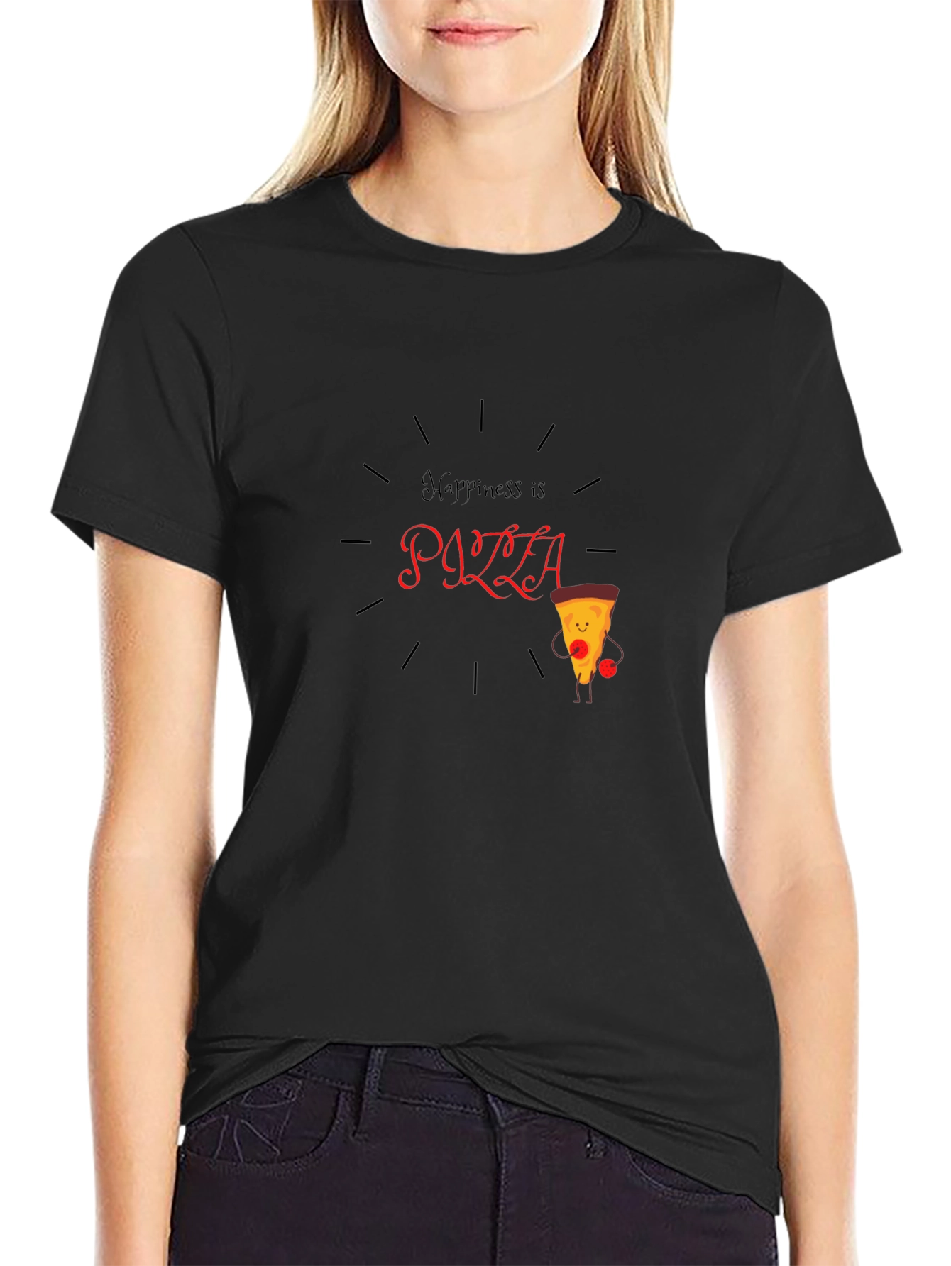 Happiness is Pizza T-Shirt - Fun Graphic Tee
