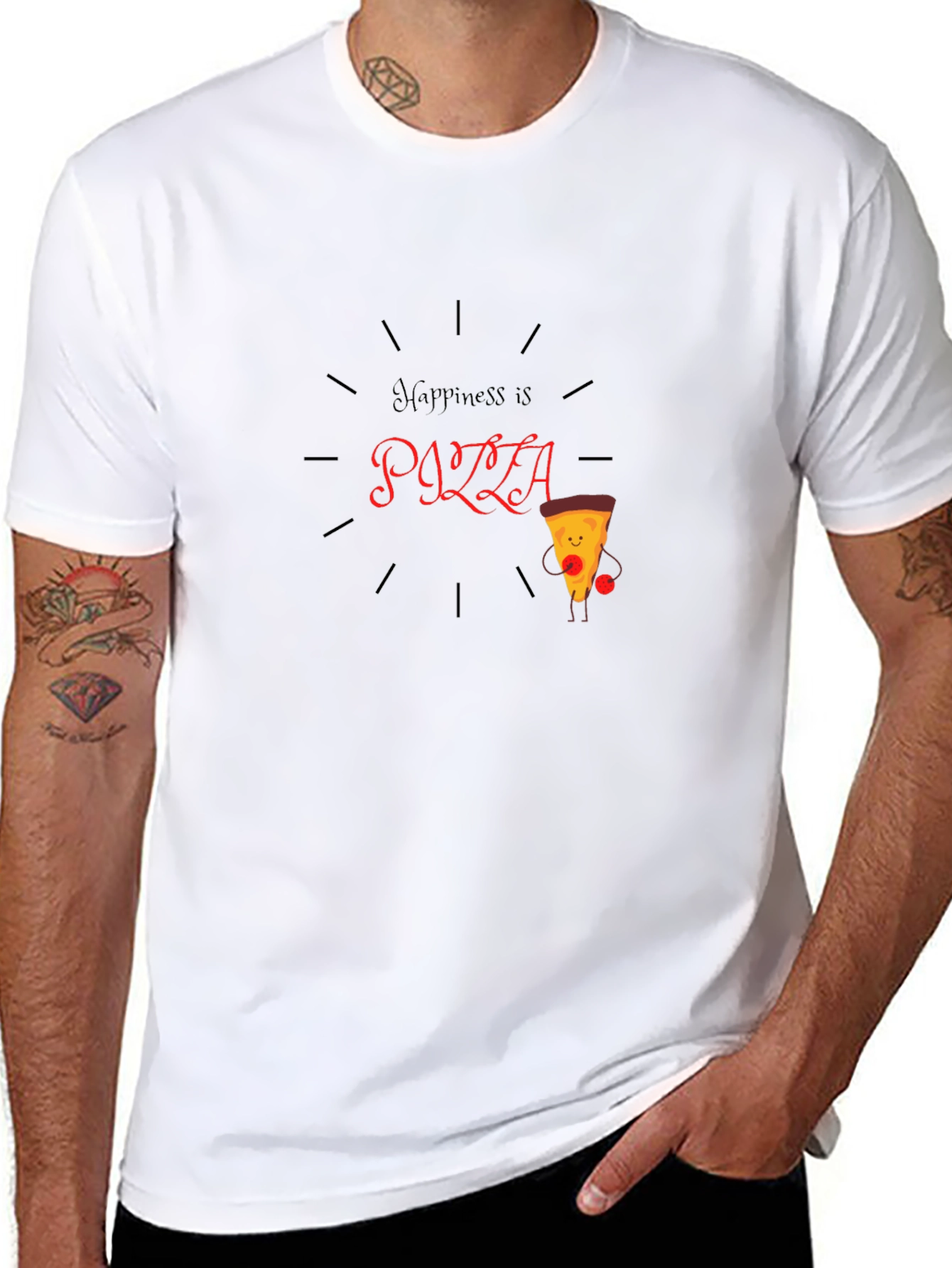 Happiness is Pizza T-Shirt - Fun Graphic Tee