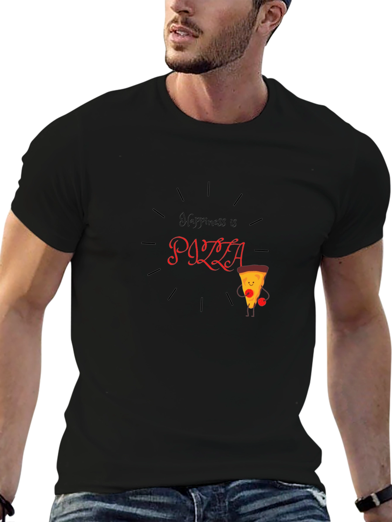 Happiness is Pizza T-Shirt - Fun Graphic Tee