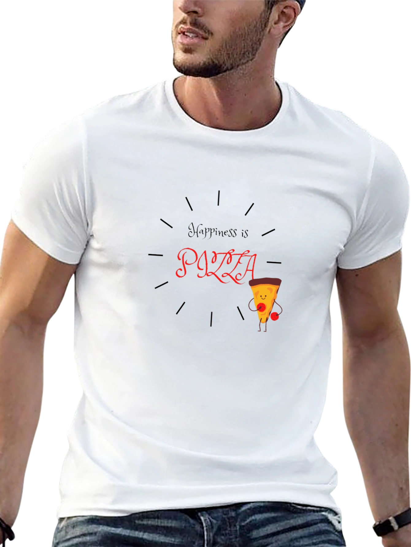 Happiness is Pizza T-Shirt - Fun Graphic Tee