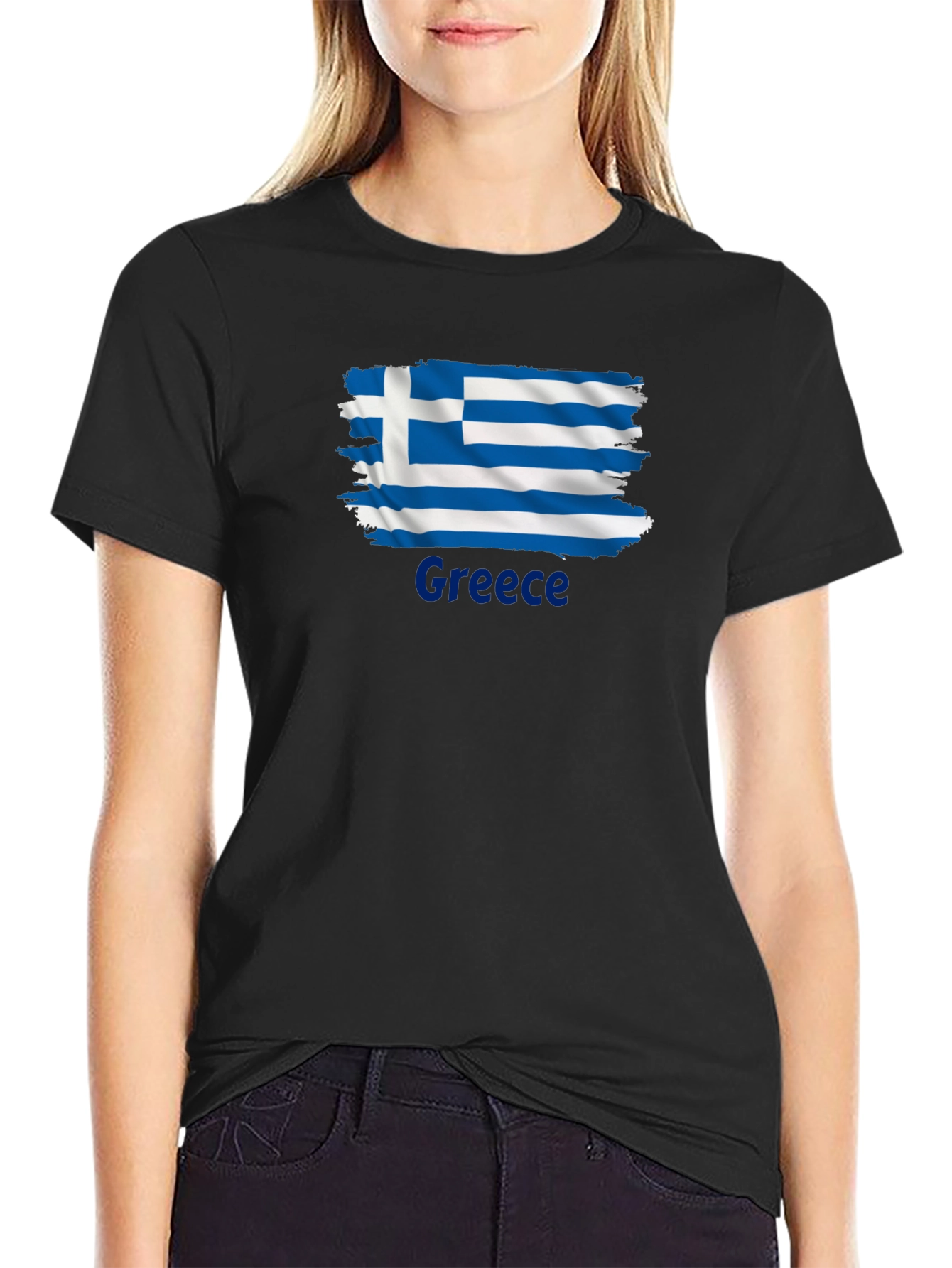 Greece Flag T-Shirt - Mens Black Tee