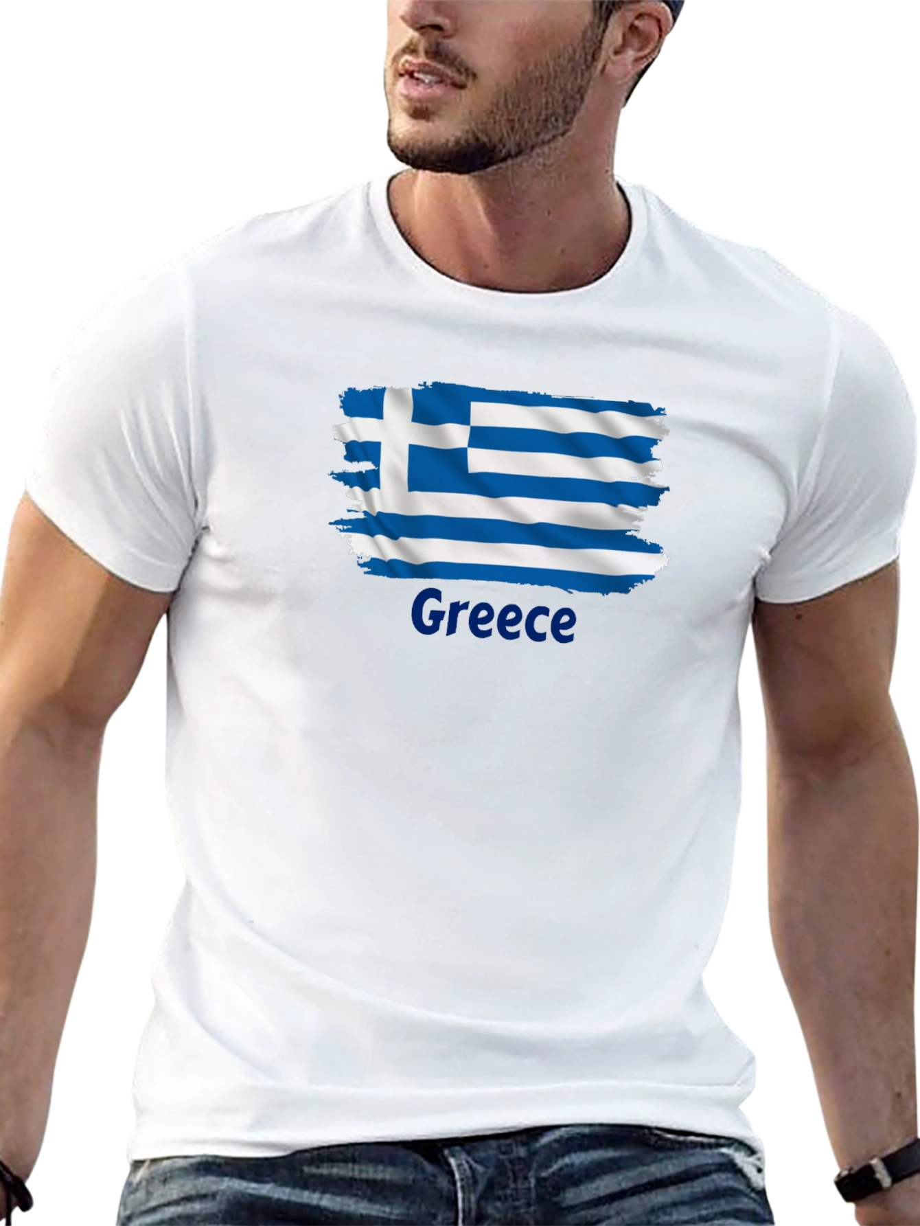 Greece Flag T-Shirt - Mens Black Tee