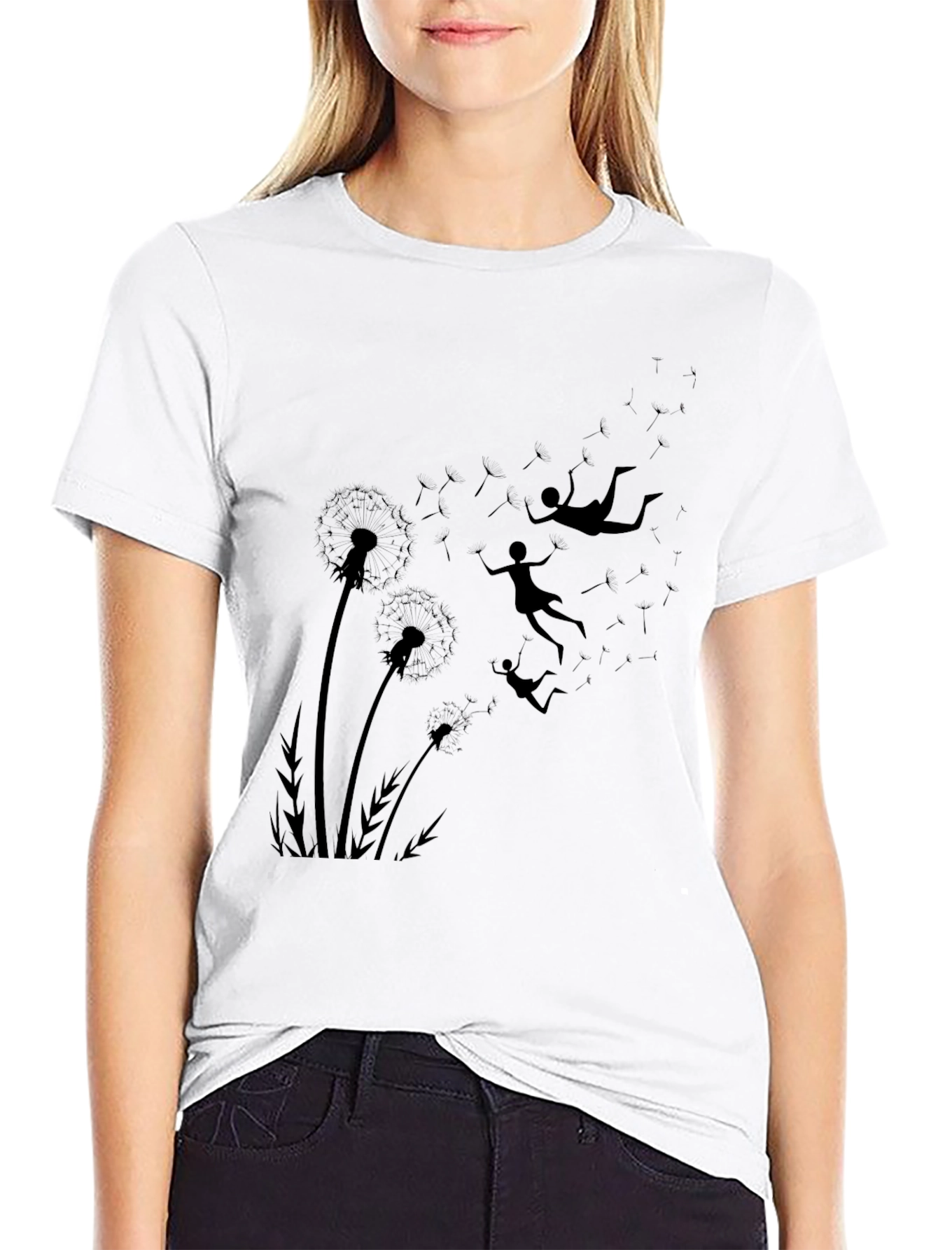 Dandelion Dreams Tee - Whimsical Black T-Shirt