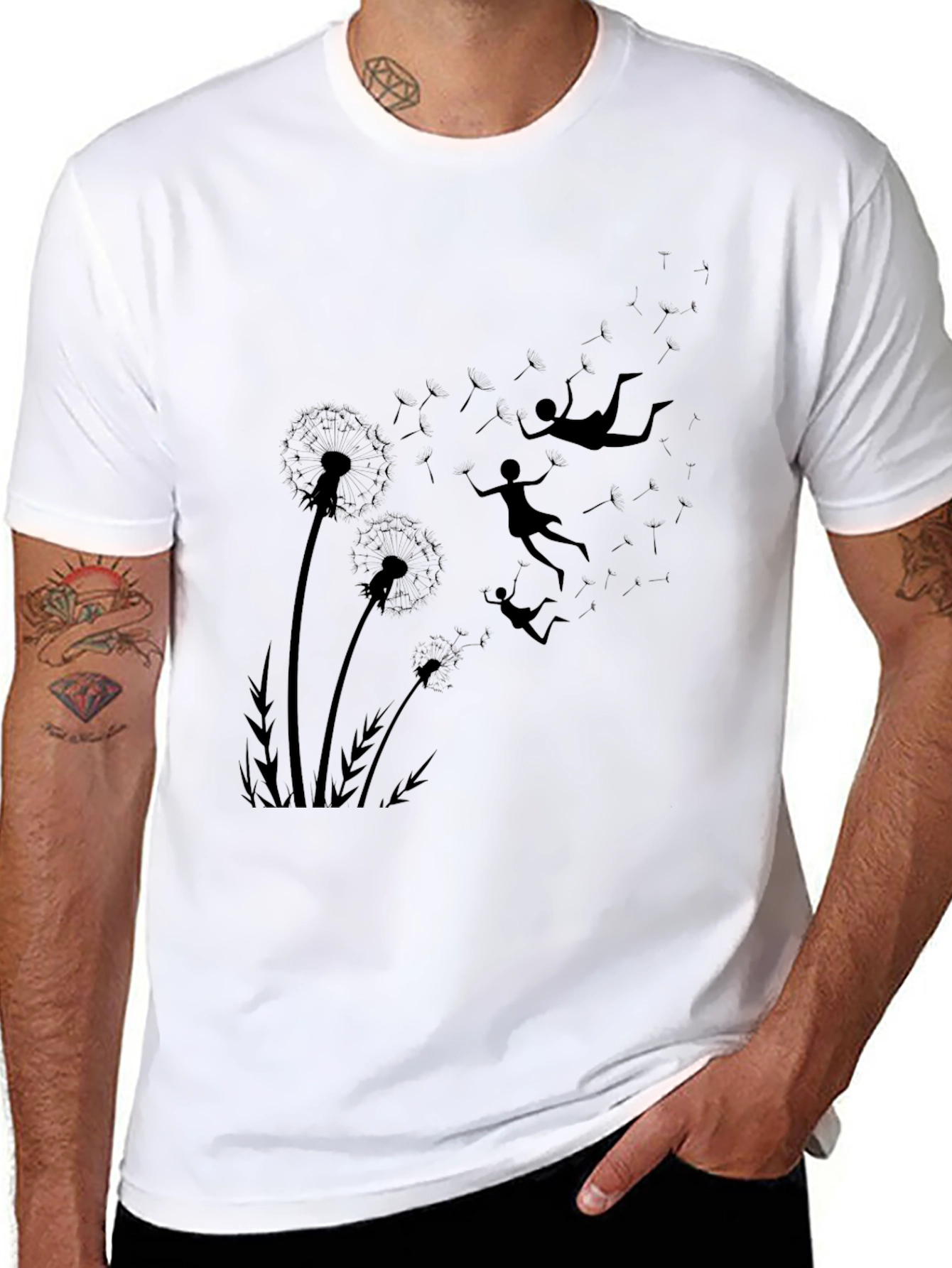 Dandelion Dreams Tee - Whimsical Black T-Shirt