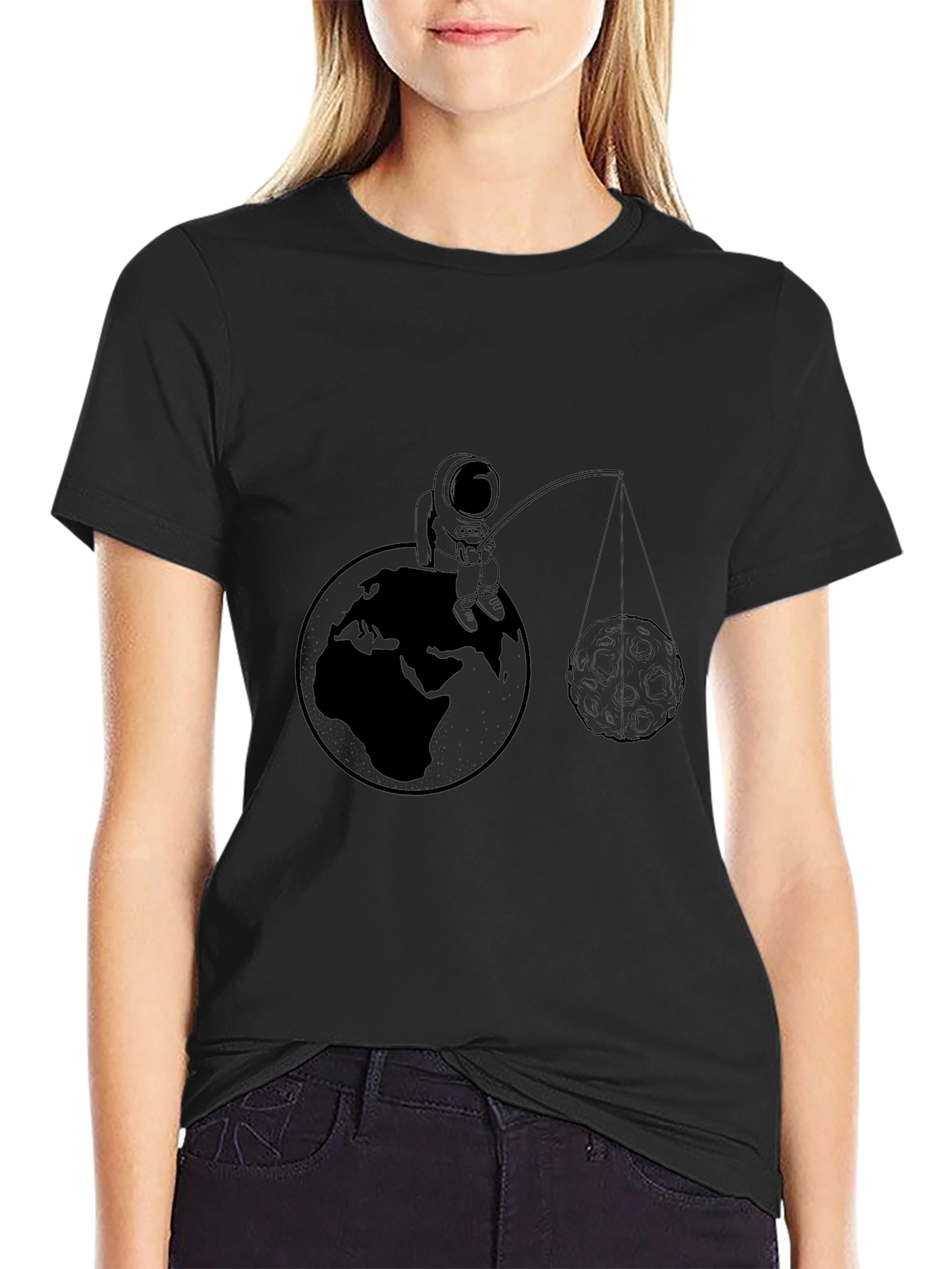 Astronaut Fishing on Earth Graphic T-Shirt