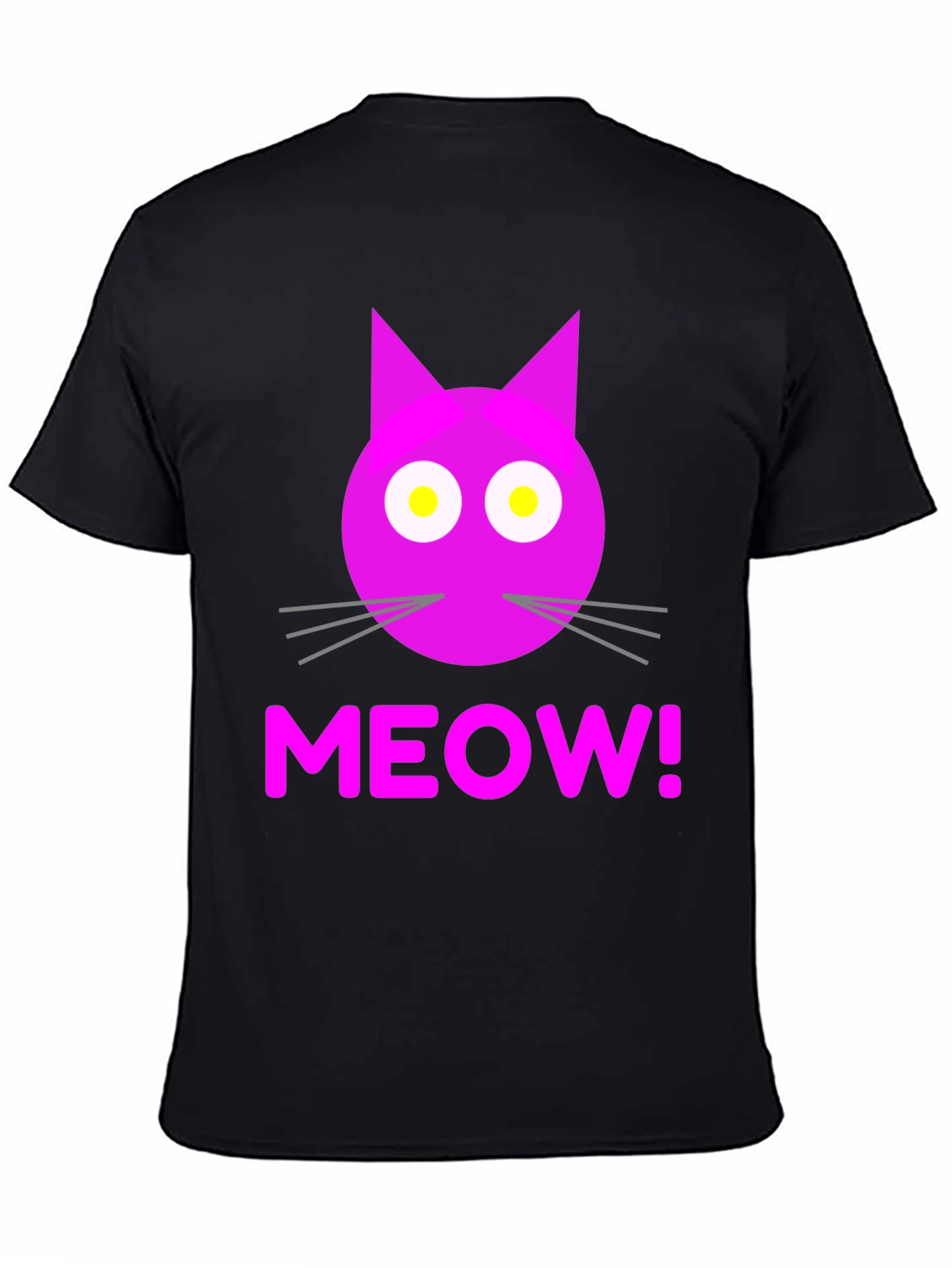 Meow! Cat Face Graphic T-Shirt - Black