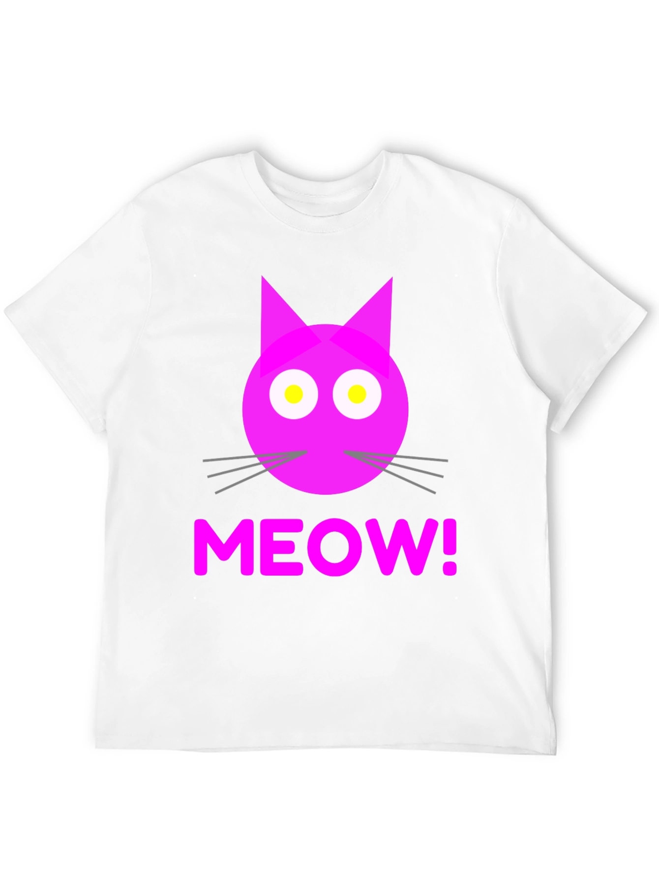Meow! Cat Face Graphic T-Shirt - Black