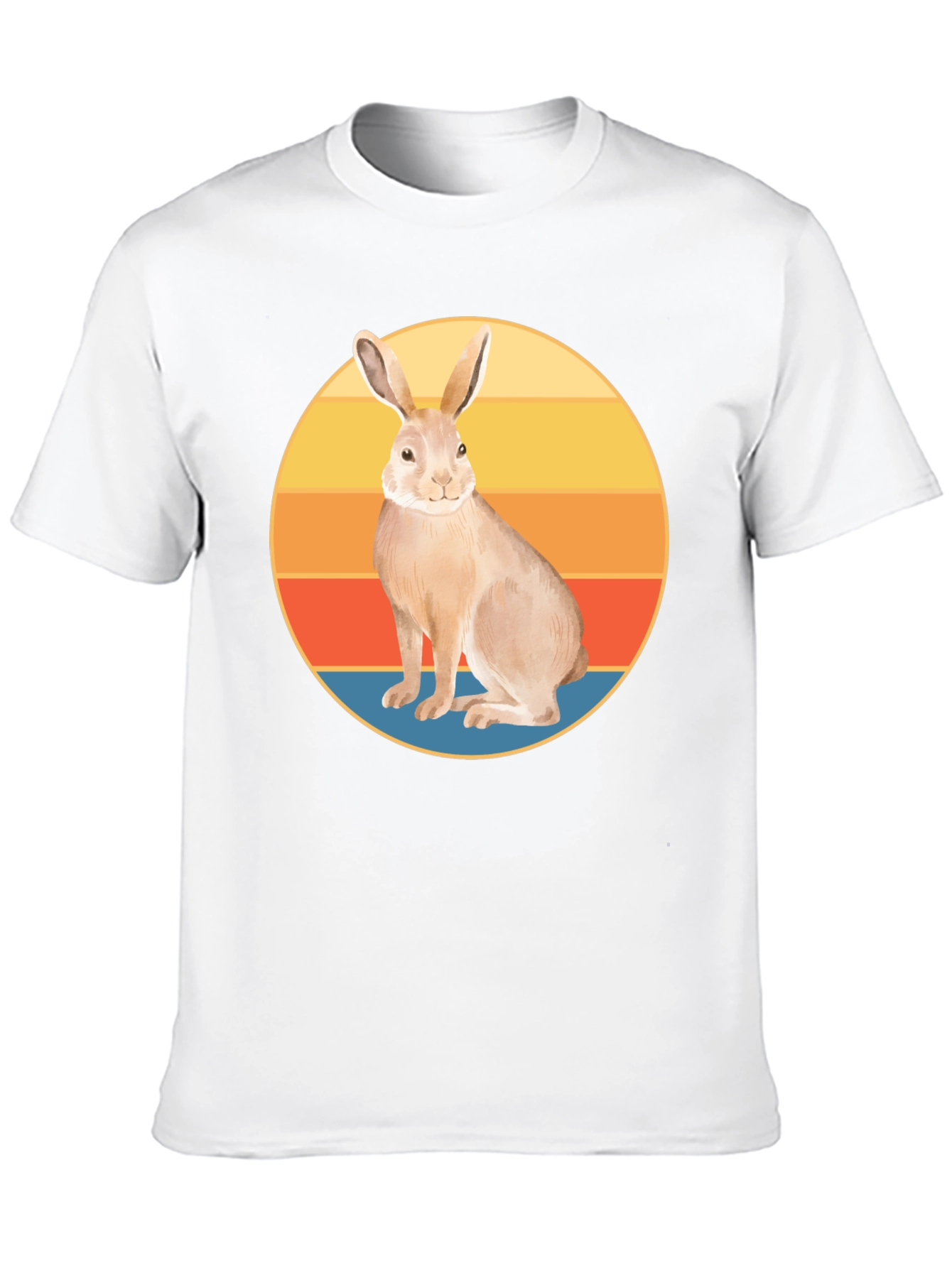 Retro Rabbit Graphic Tee - Soft Black Cotton Blend