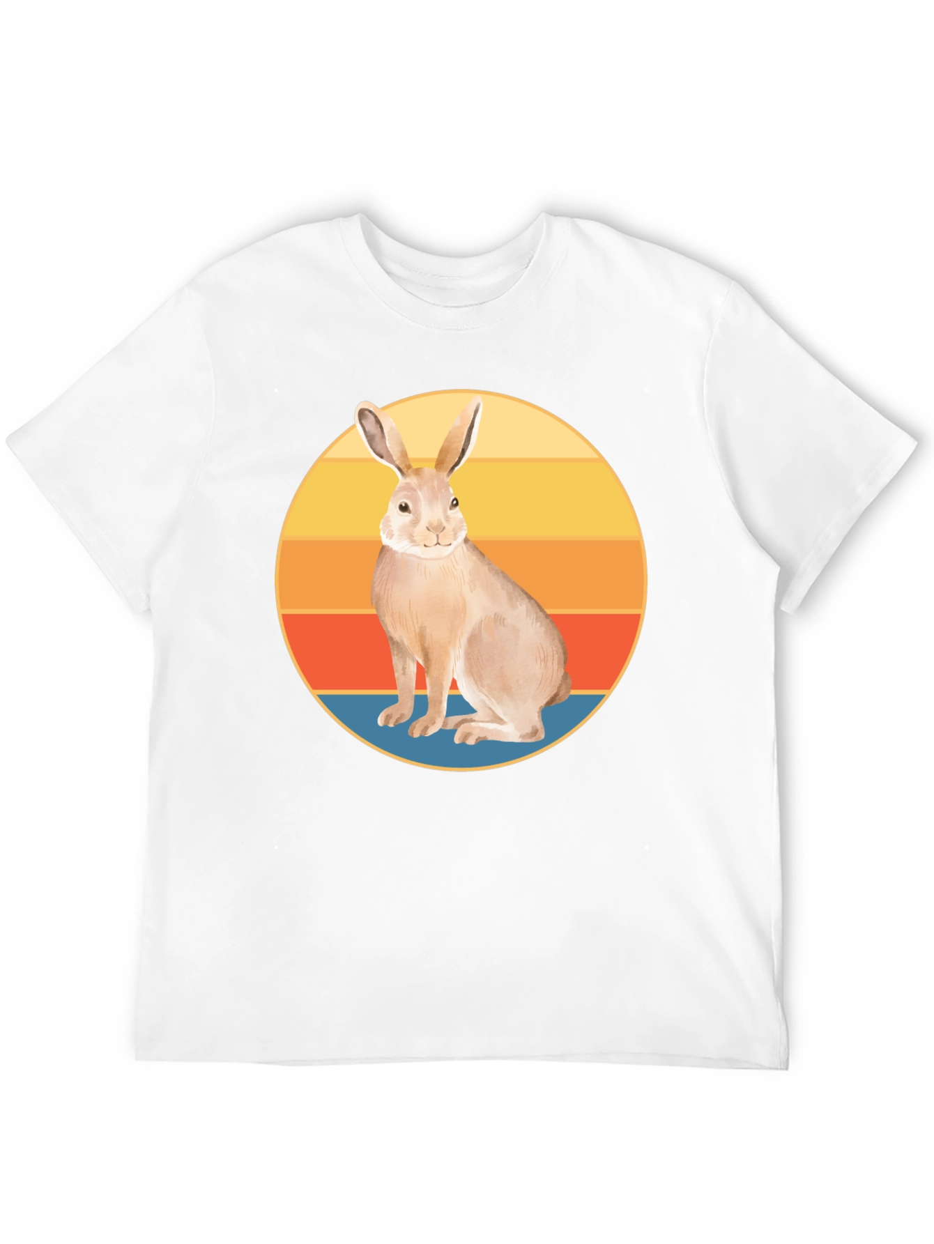 Retro Rabbit Graphic Tee - Soft Black Cotton Blend