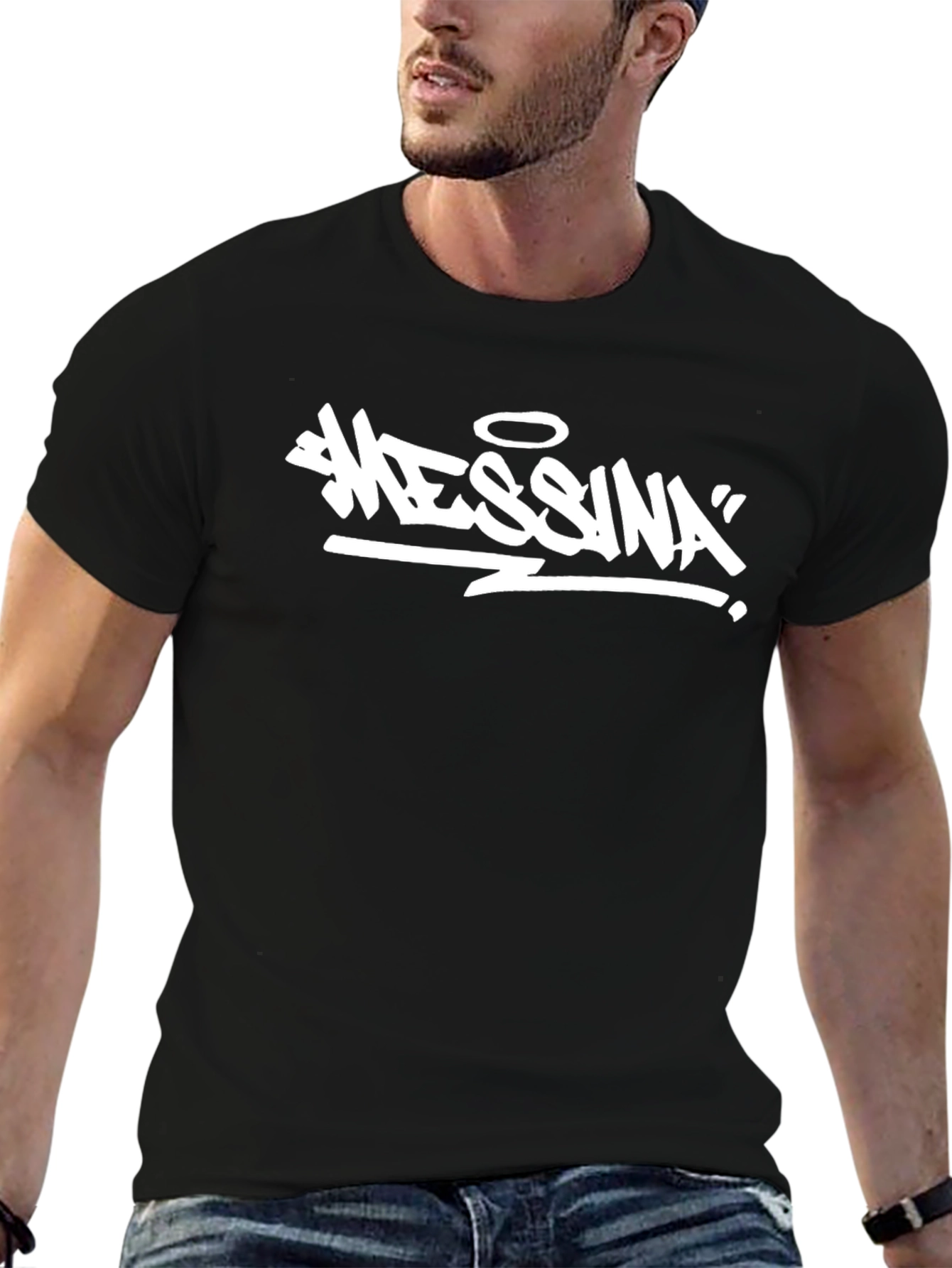 Messina Graphic Tee - Black Cotton T-Shirt
