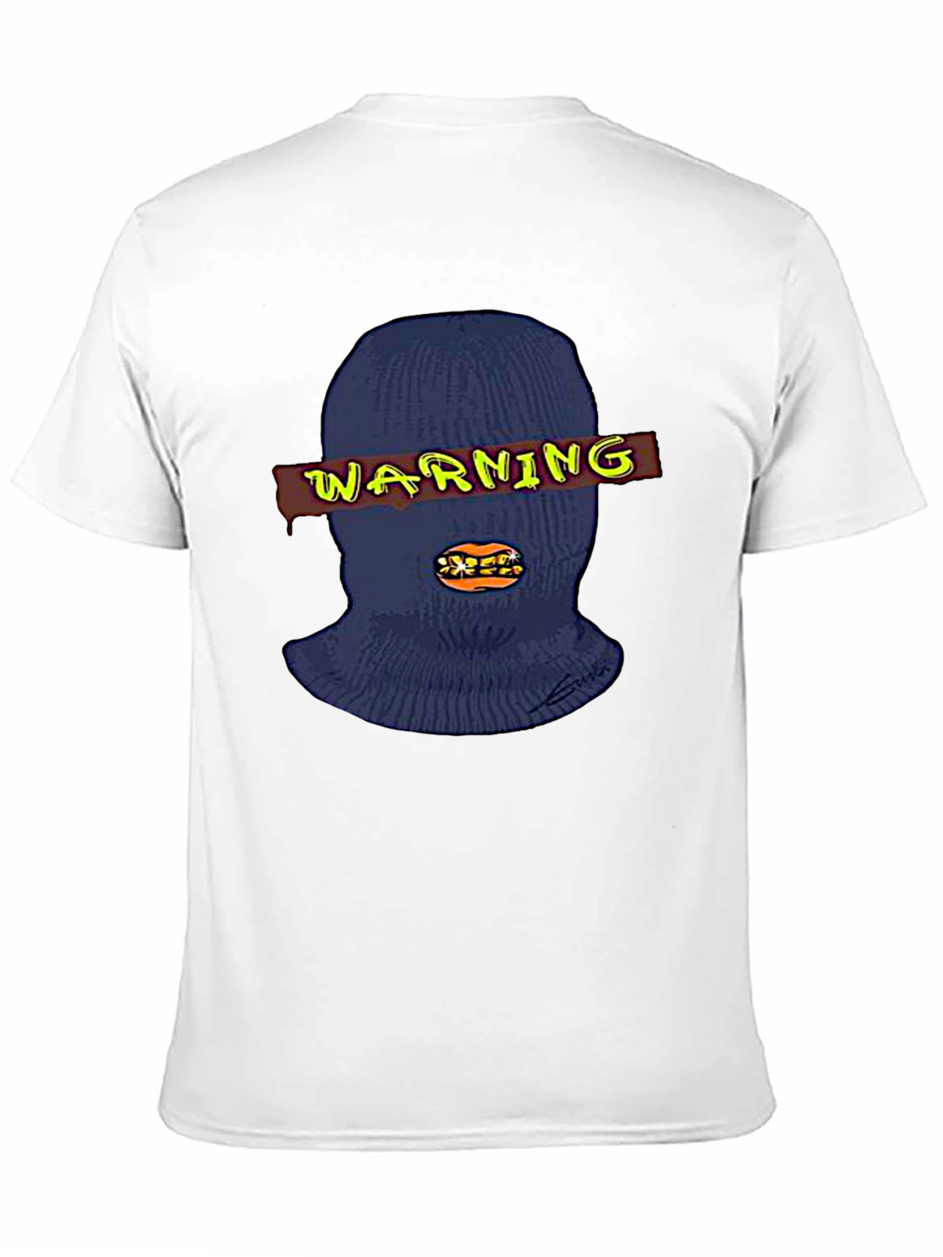 Warning Ski Mask Graphic Tee - Black