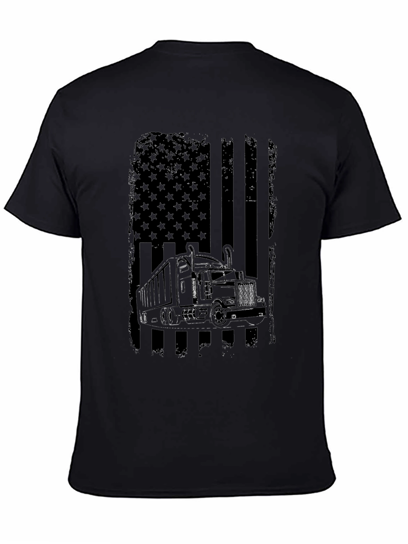 Trucker American Flag Graphic Tee - Black