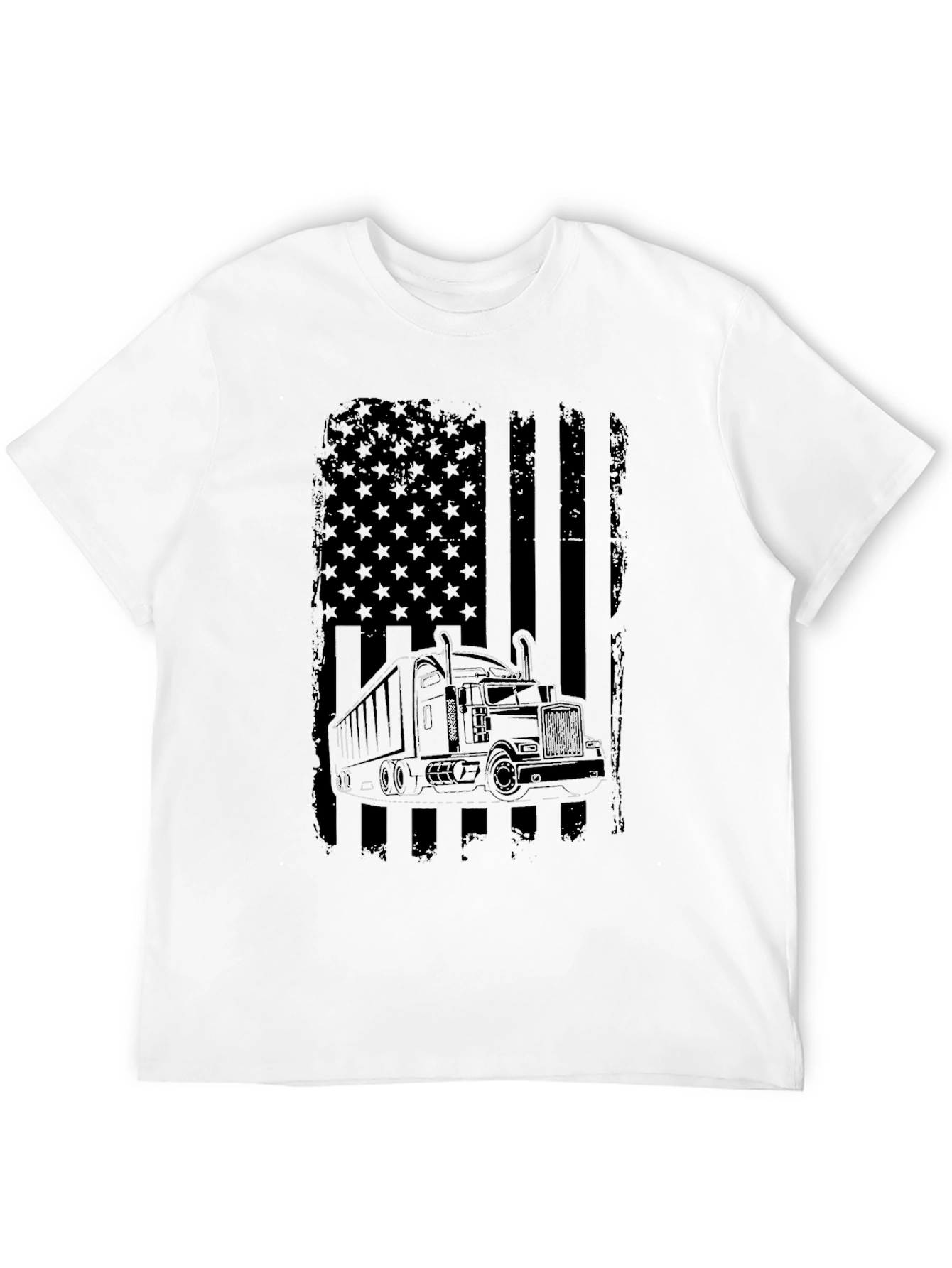 Trucker American Flag Graphic Tee - Black
