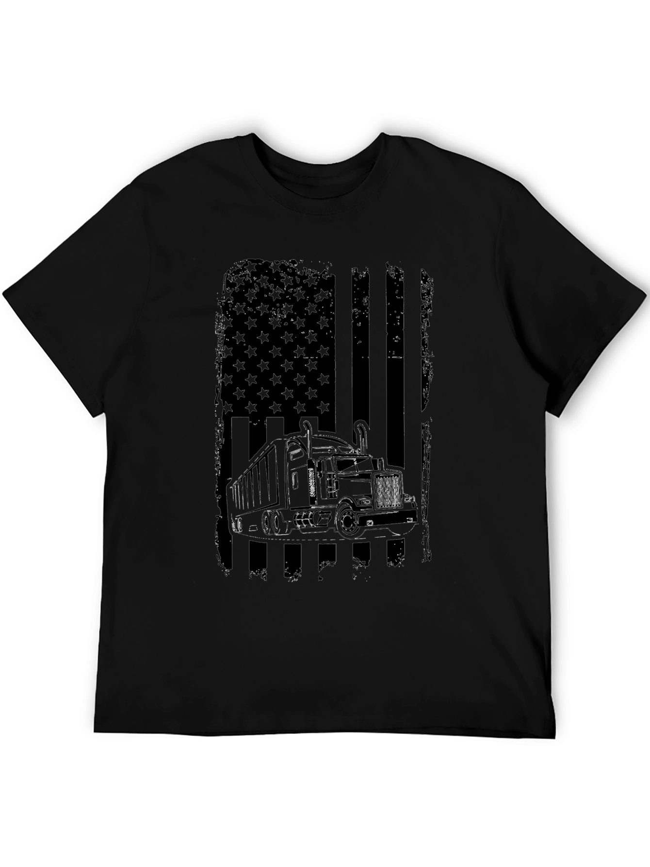 Trucker American Flag Graphic Tee - Black