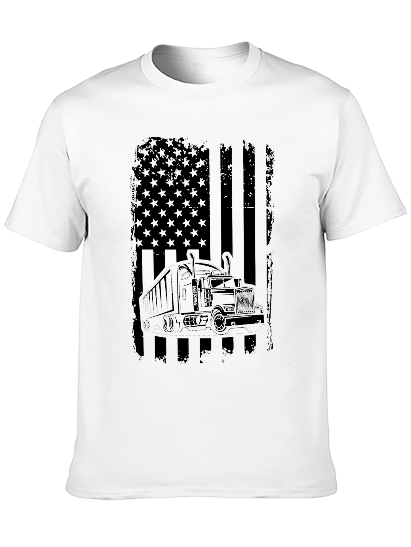 Trucker American Flag Graphic Tee - Black
