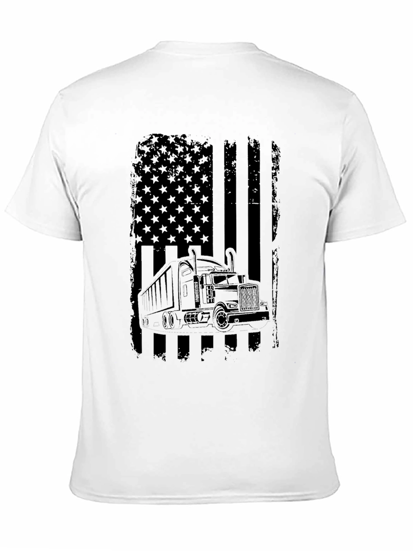 Trucker American Flag Graphic Tee - Black