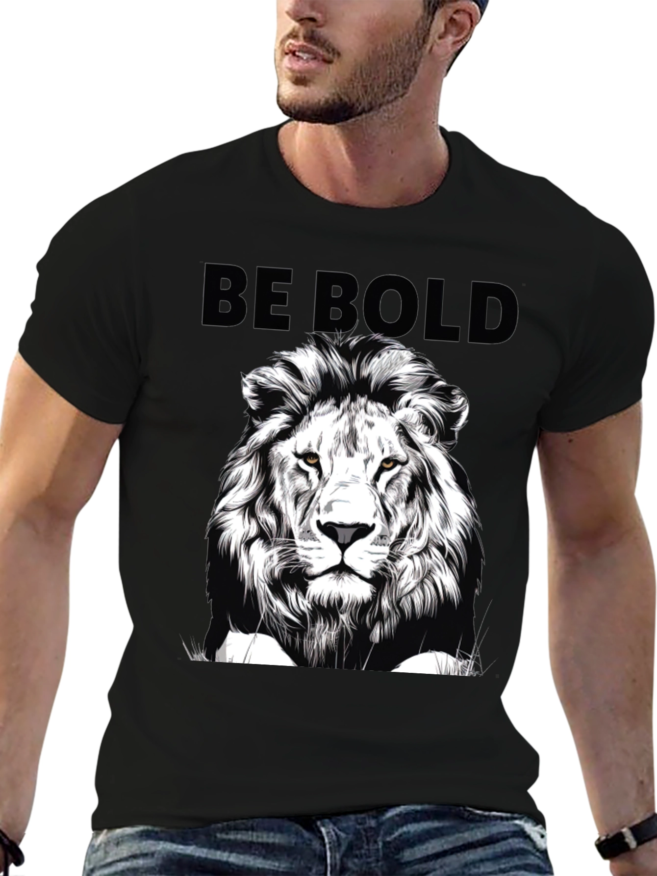 Bold Lion Graphic Tee - Mens Black T-Shirt