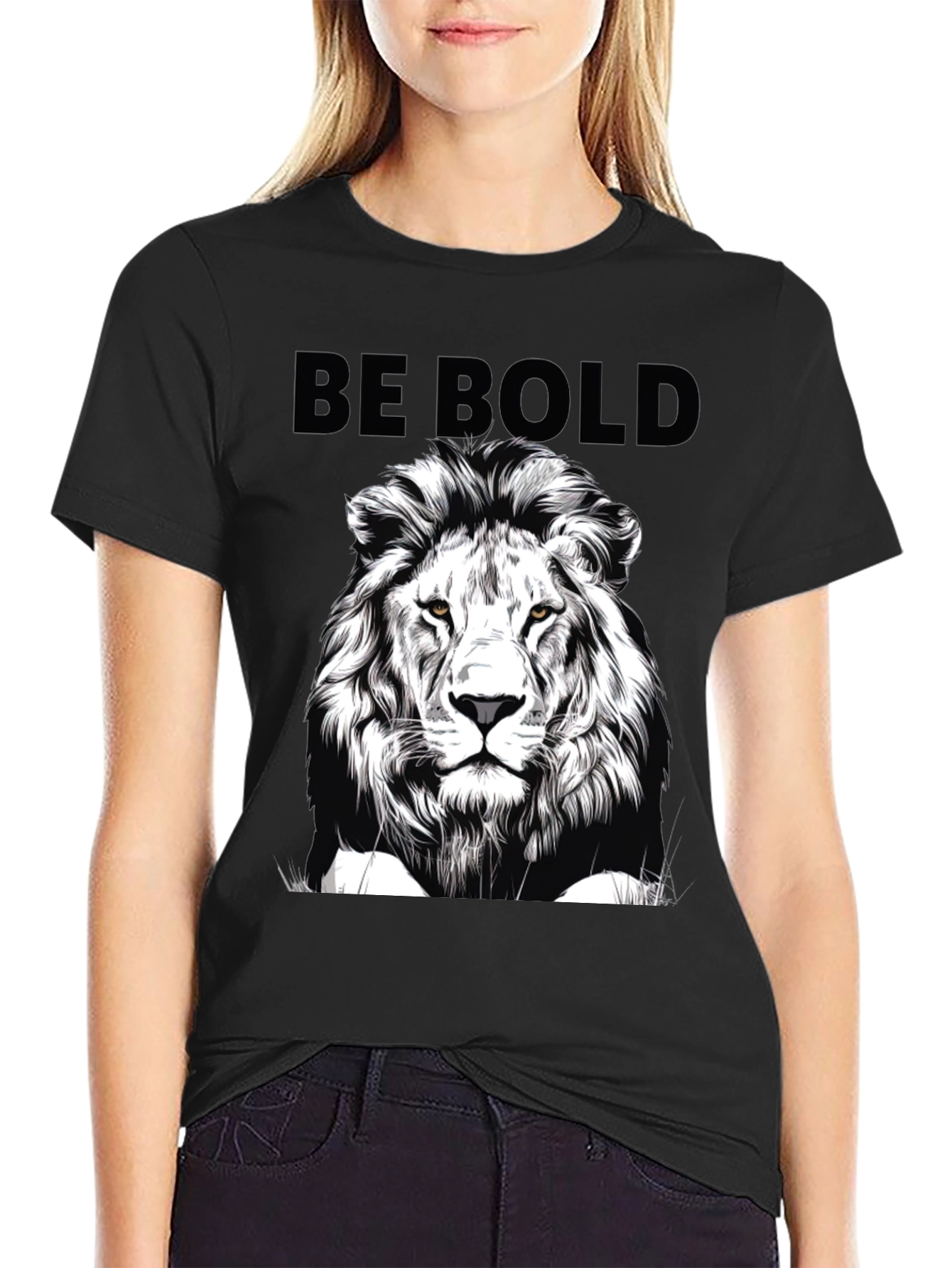 Bold Lion Graphic Tee - Mens Black T-Shirt