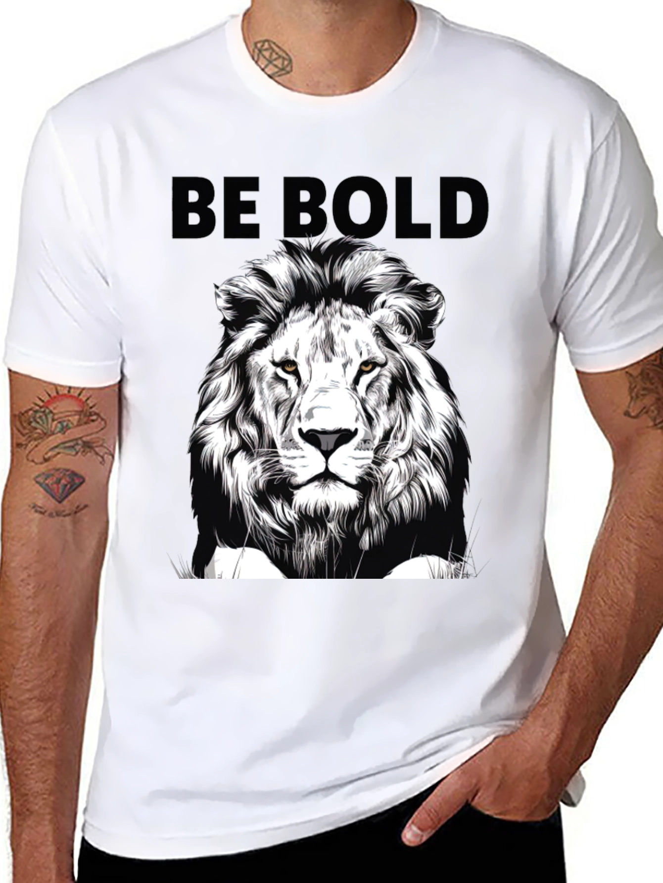 Bold Lion Graphic Tee - Mens Black T-Shirt