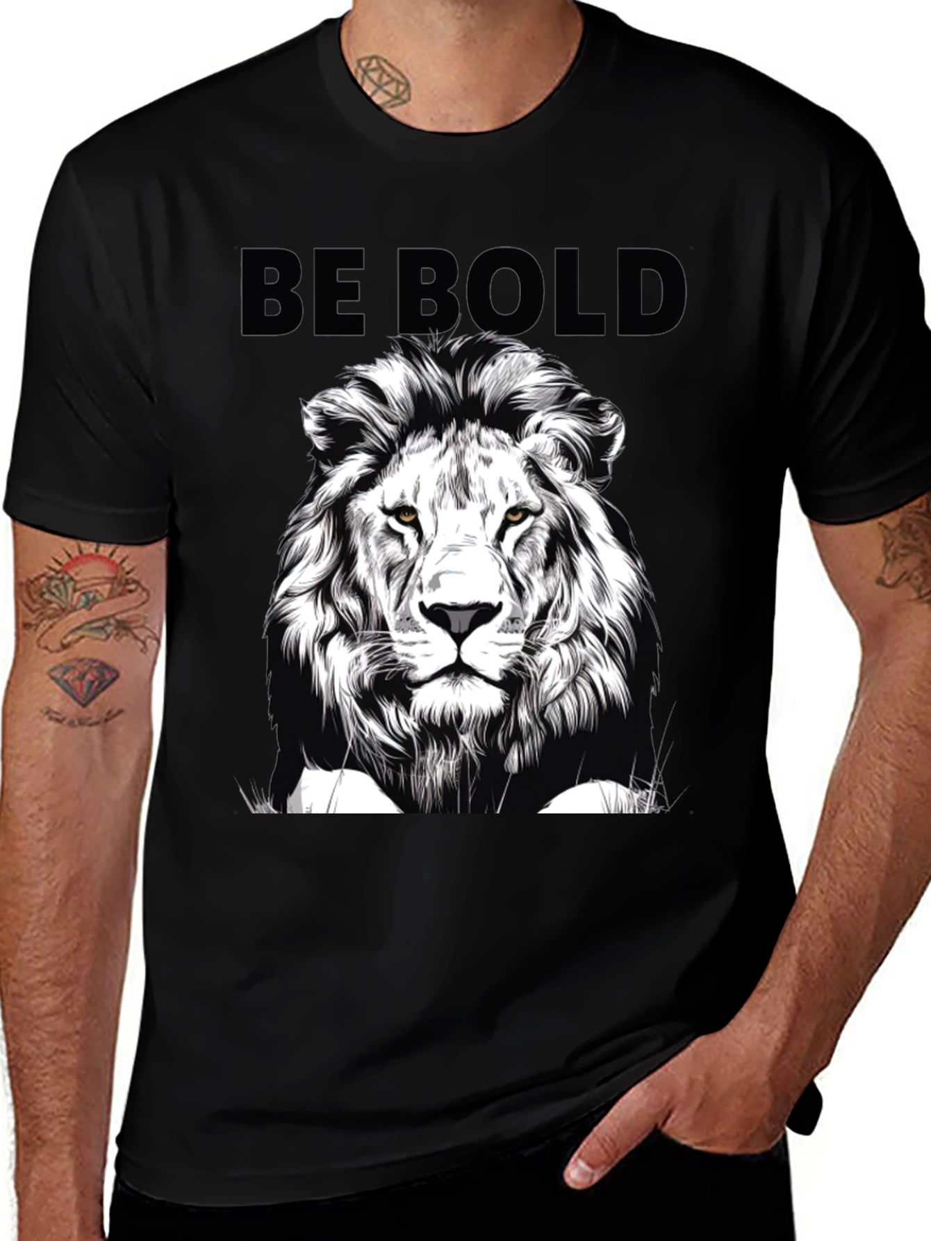 Bold Lion Graphic Tee - Mens Black T-Shirt