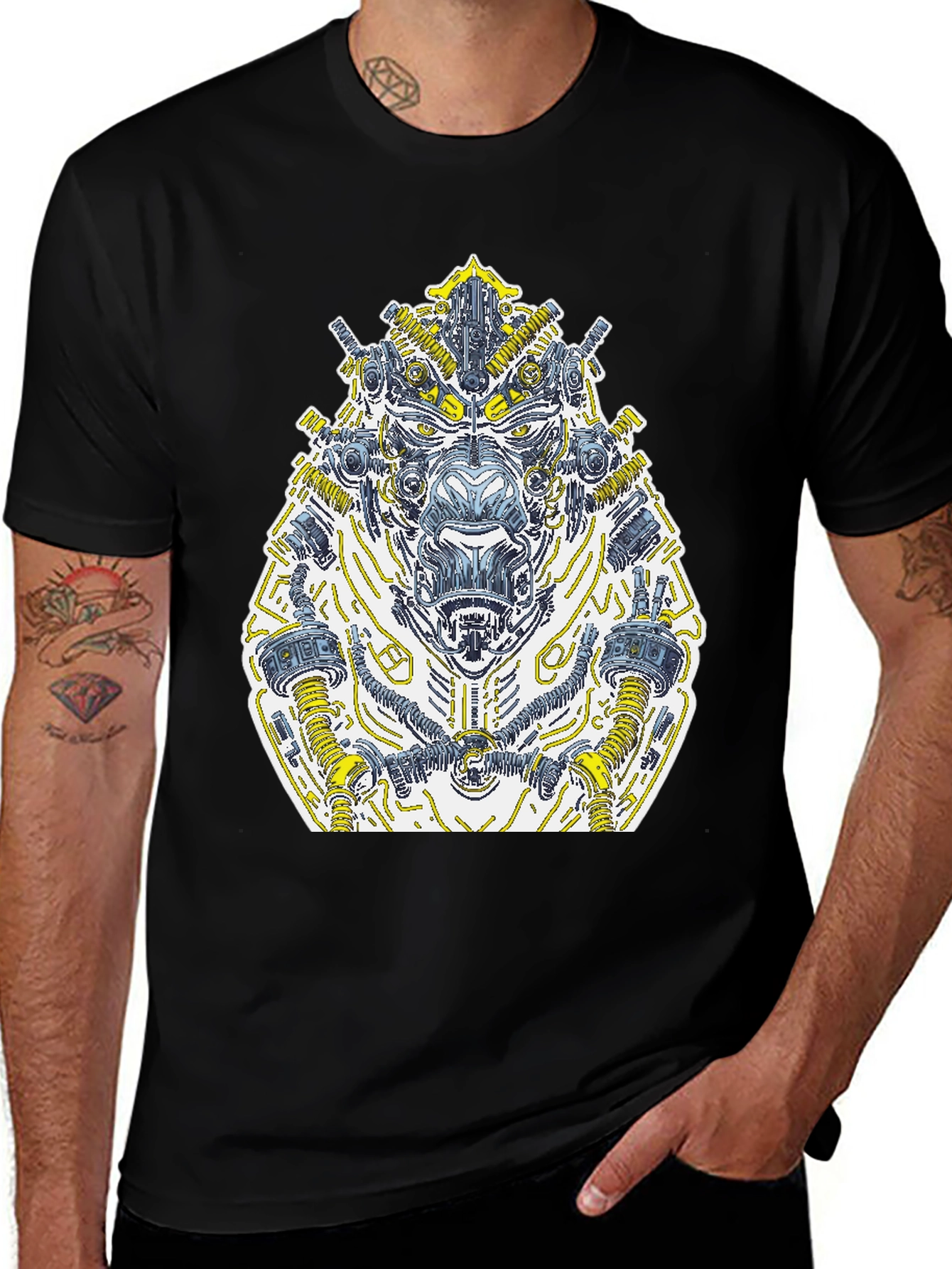 Cyberpunk Gorilla Graphic Tee - Black