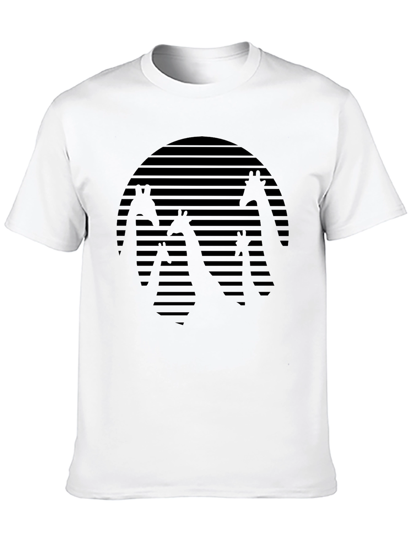 Giraffe Silhouette Tee - Striped Sunset Design