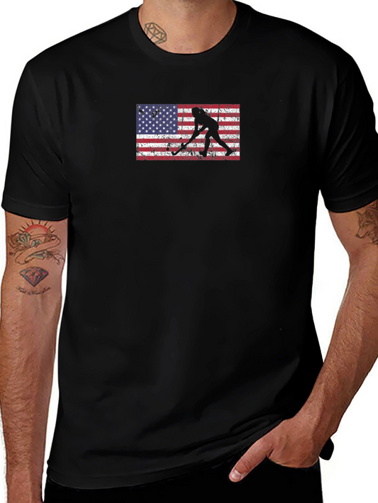 Hockey Player Flag Graphic Tee