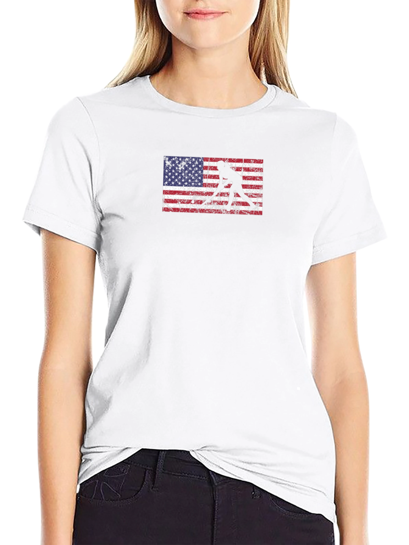 Hockey Player Flag Graphic Tee