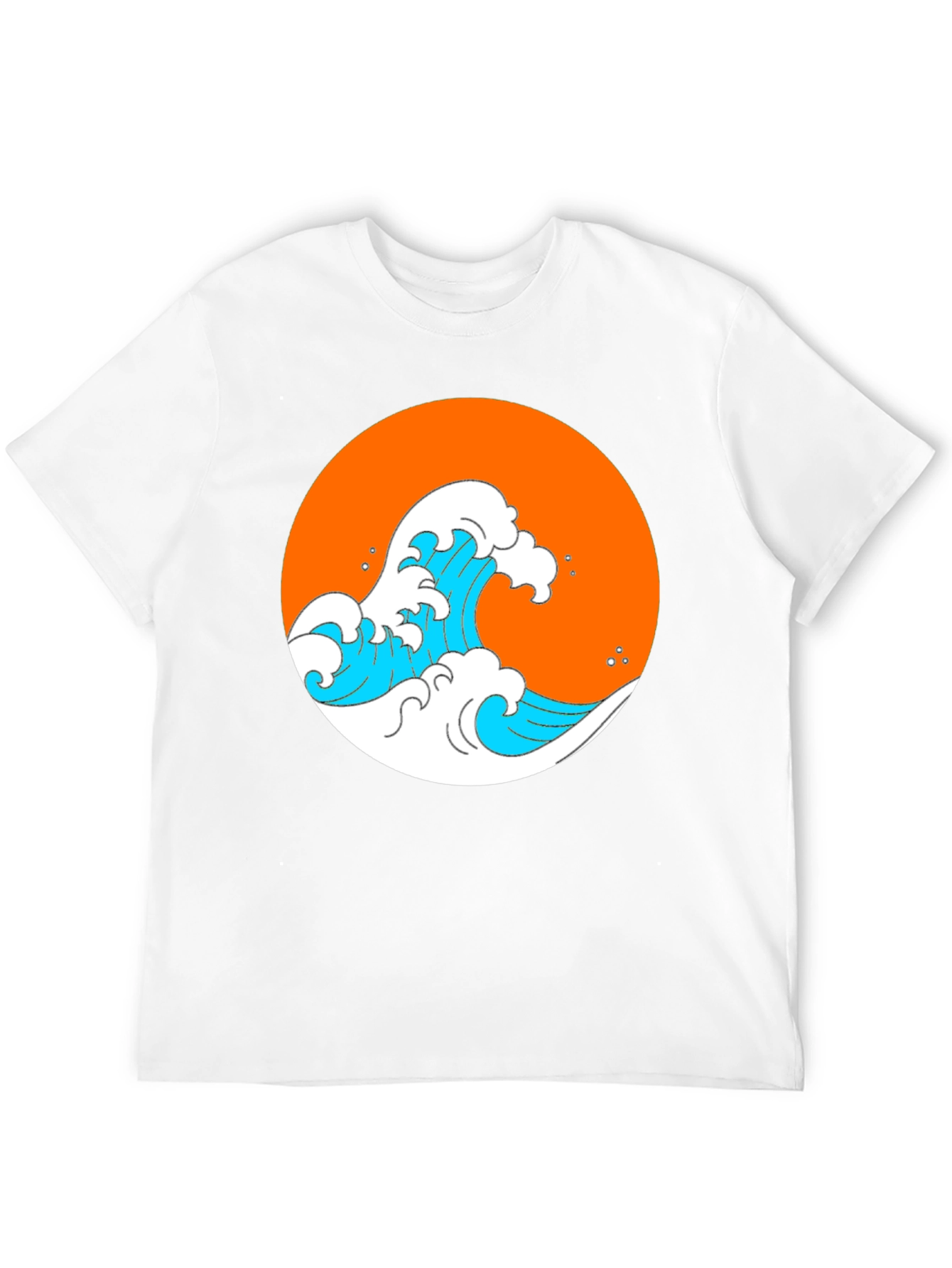 Orange Wave Graphic Black Tee