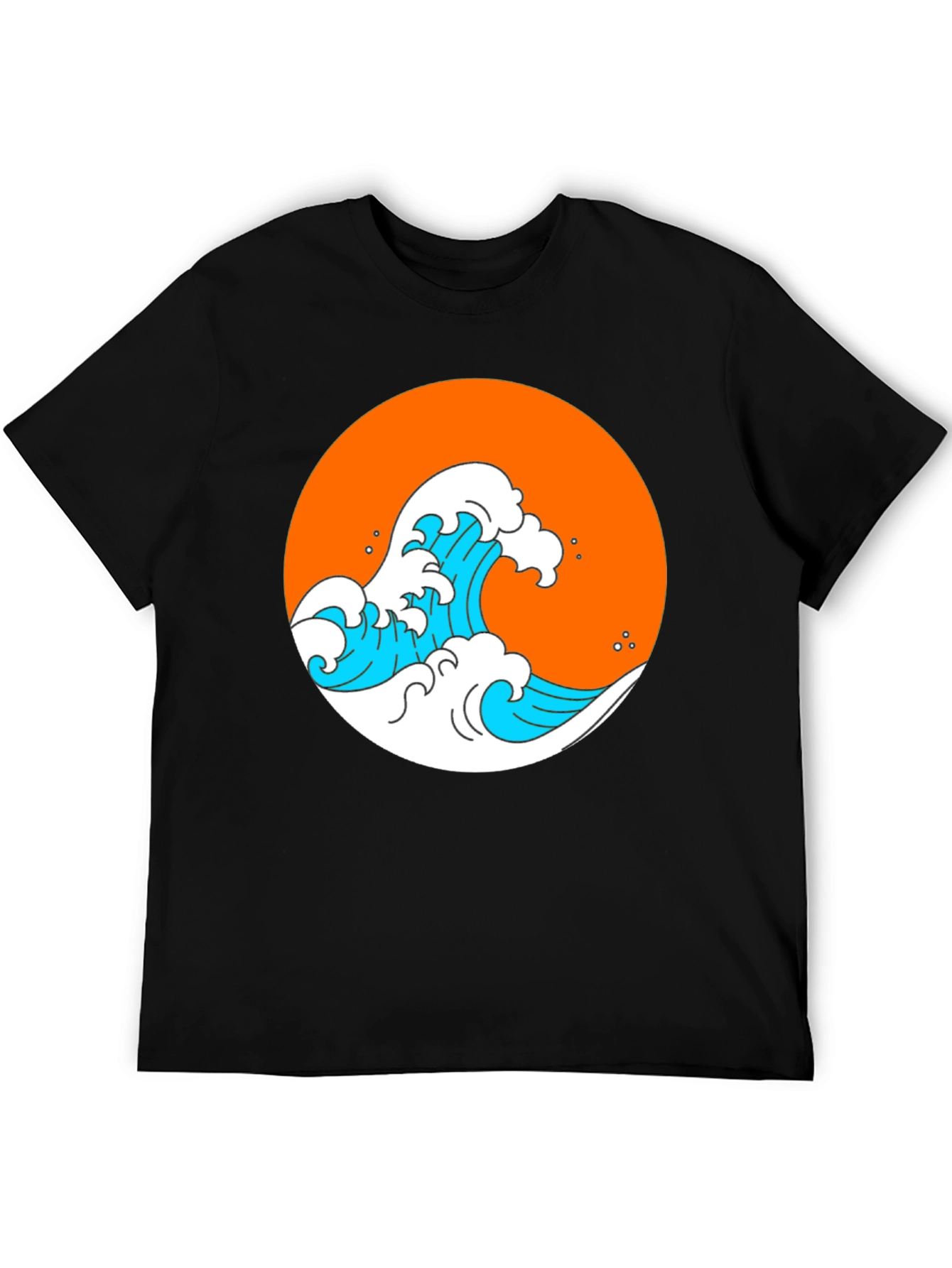 Orange Wave Graphic Black Tee