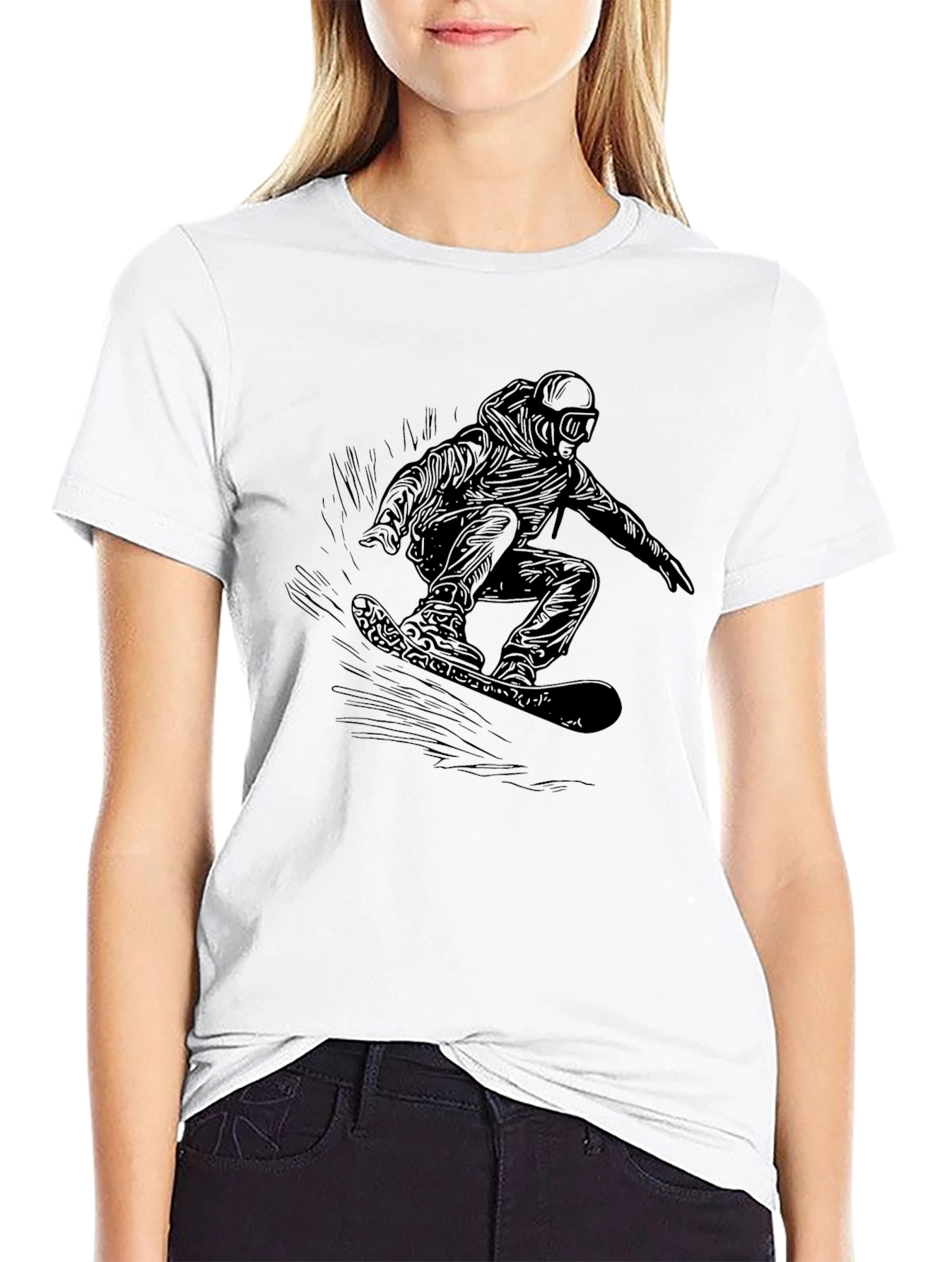 Cool Snowboarder Graphic Black T-Shirt