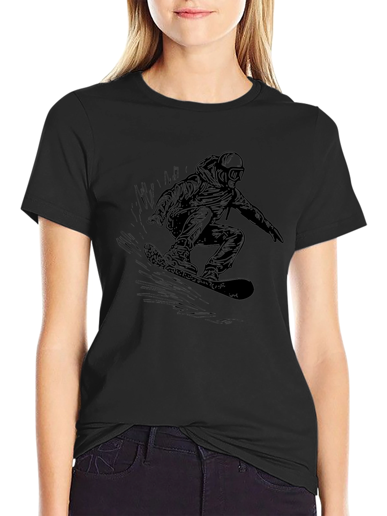 Cool Snowboarder Graphic Black T-Shirt