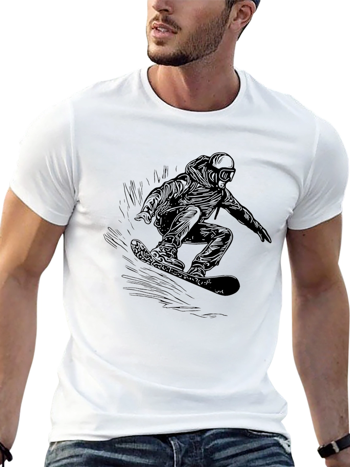 Cool Snowboarder Graphic Black T-Shirt