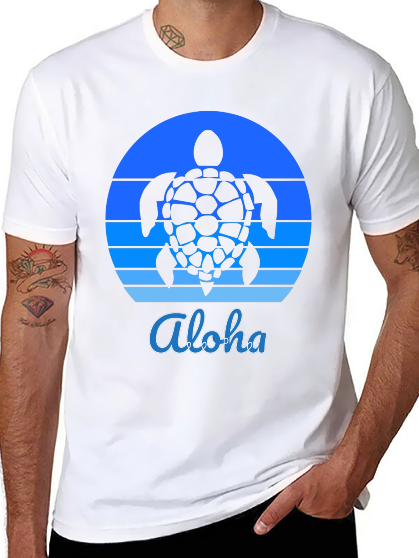 Aloha Turtle Sunset Graphic Tee - Black
