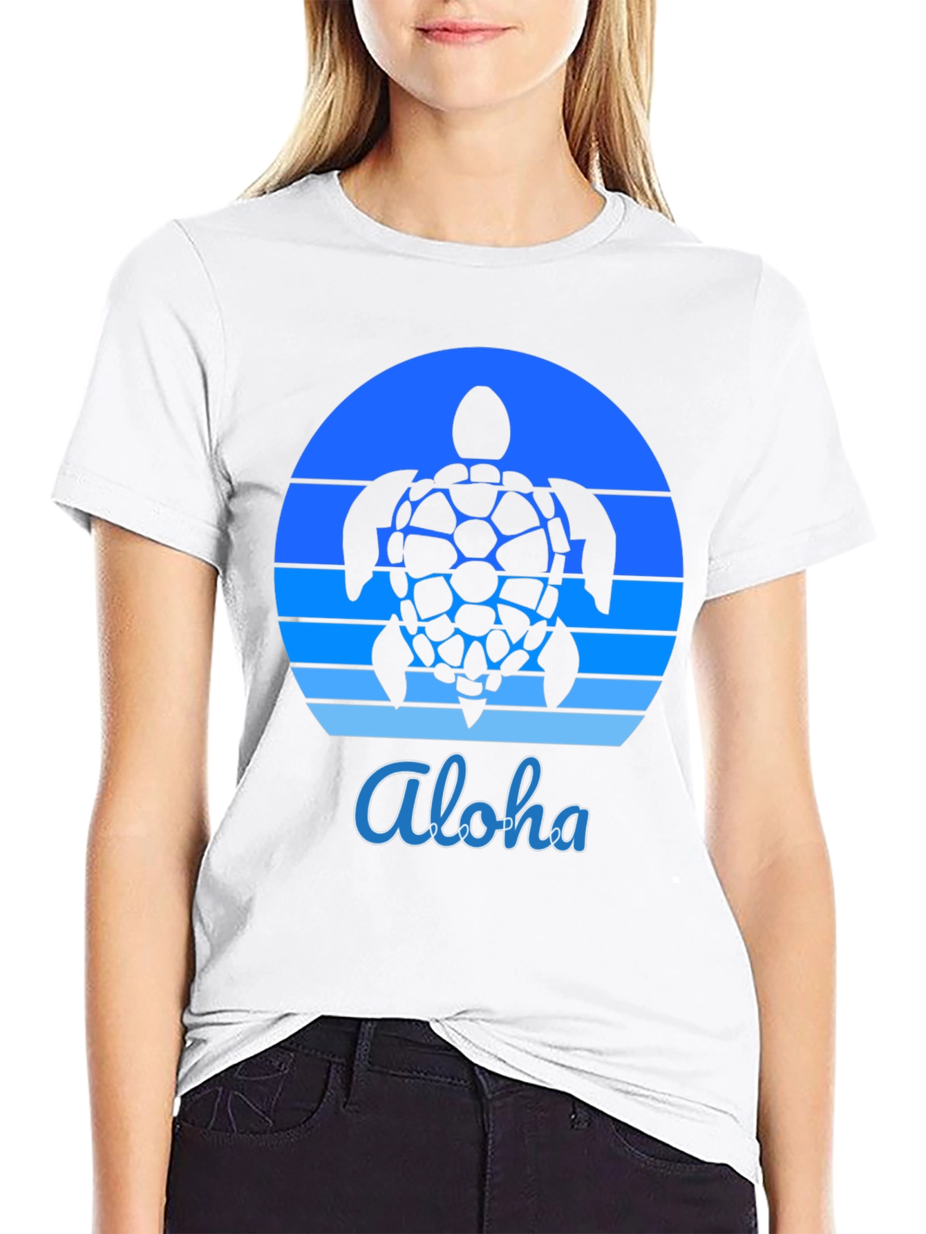 Aloha Turtle Sunset Graphic Tee - Black