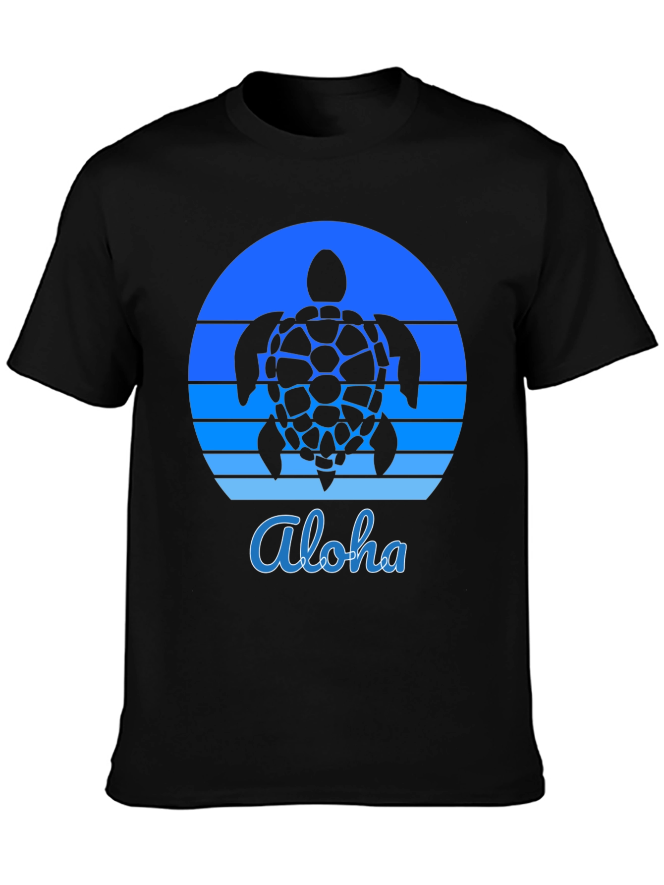 Aloha Turtle Sunset Graphic Tee - Black