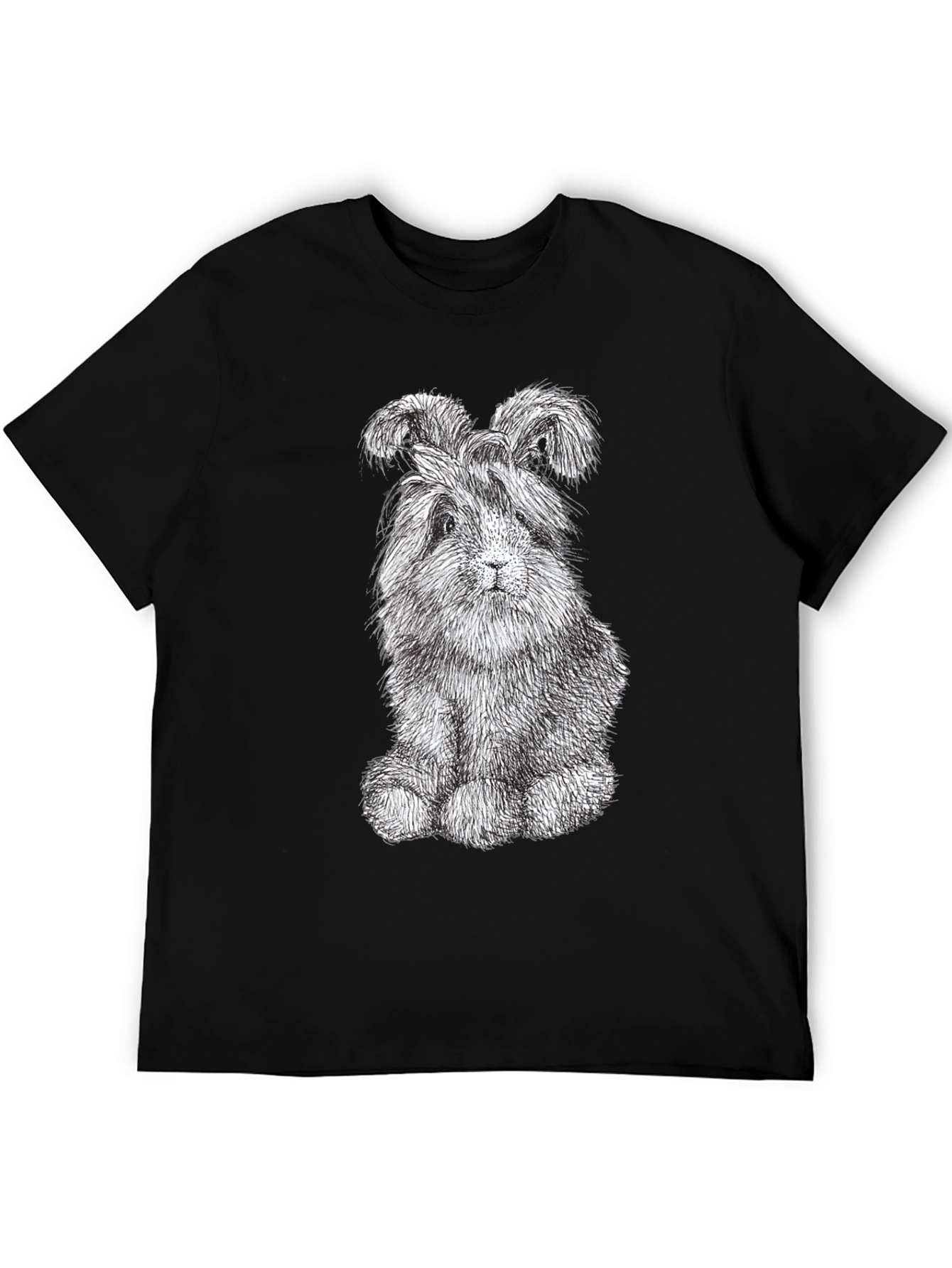 Cute Bunny Graphic Tee - Soft Black Cotton Shirt
