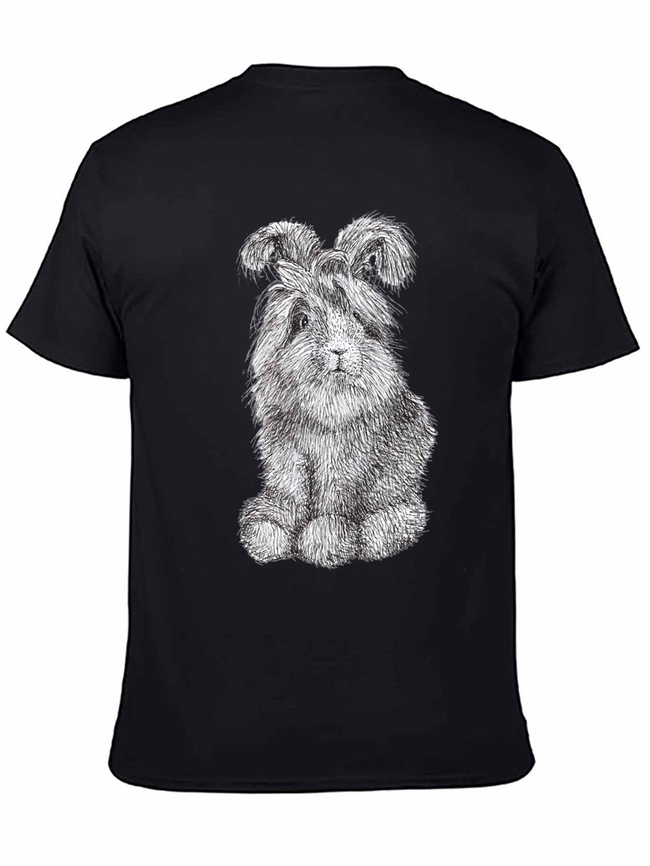 Cute Bunny Graphic Tee - Soft Black Cotton Shirt