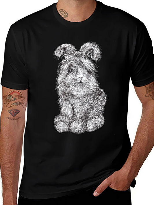 Cute Bunny Graphic Tee - Soft Black Cotton Shirt