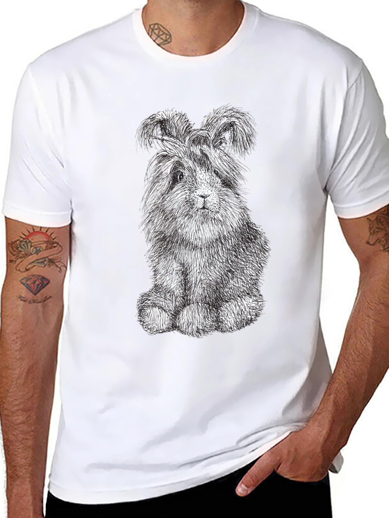 Cute Bunny Graphic Tee - Soft Black Cotton Shirt