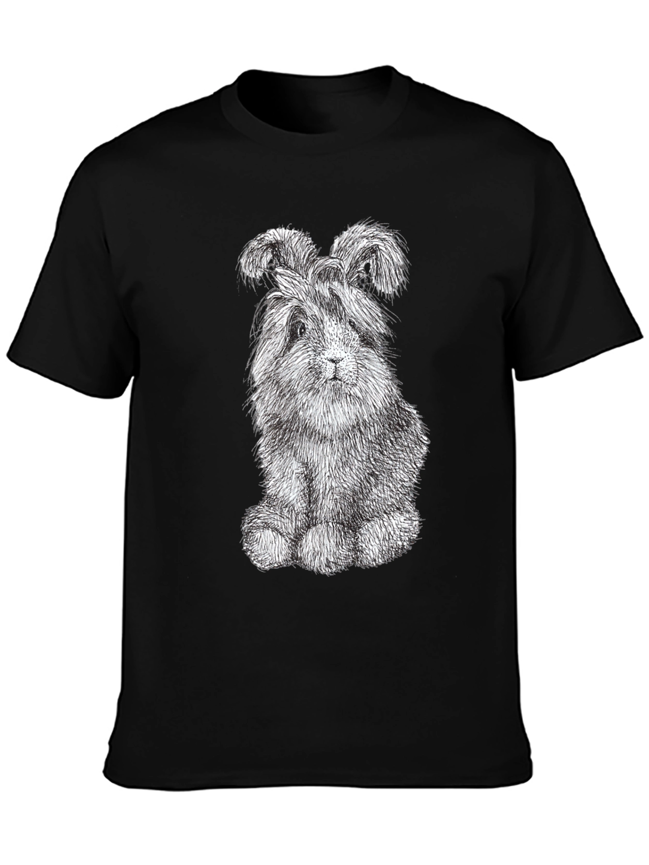 Cute Bunny Graphic Tee - Soft Black Cotton Shirt