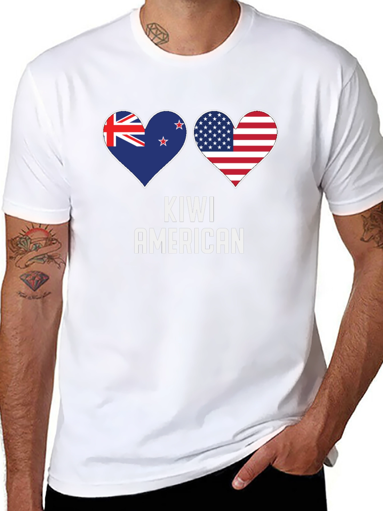 Kiwi American Flag Heart T-Shirt