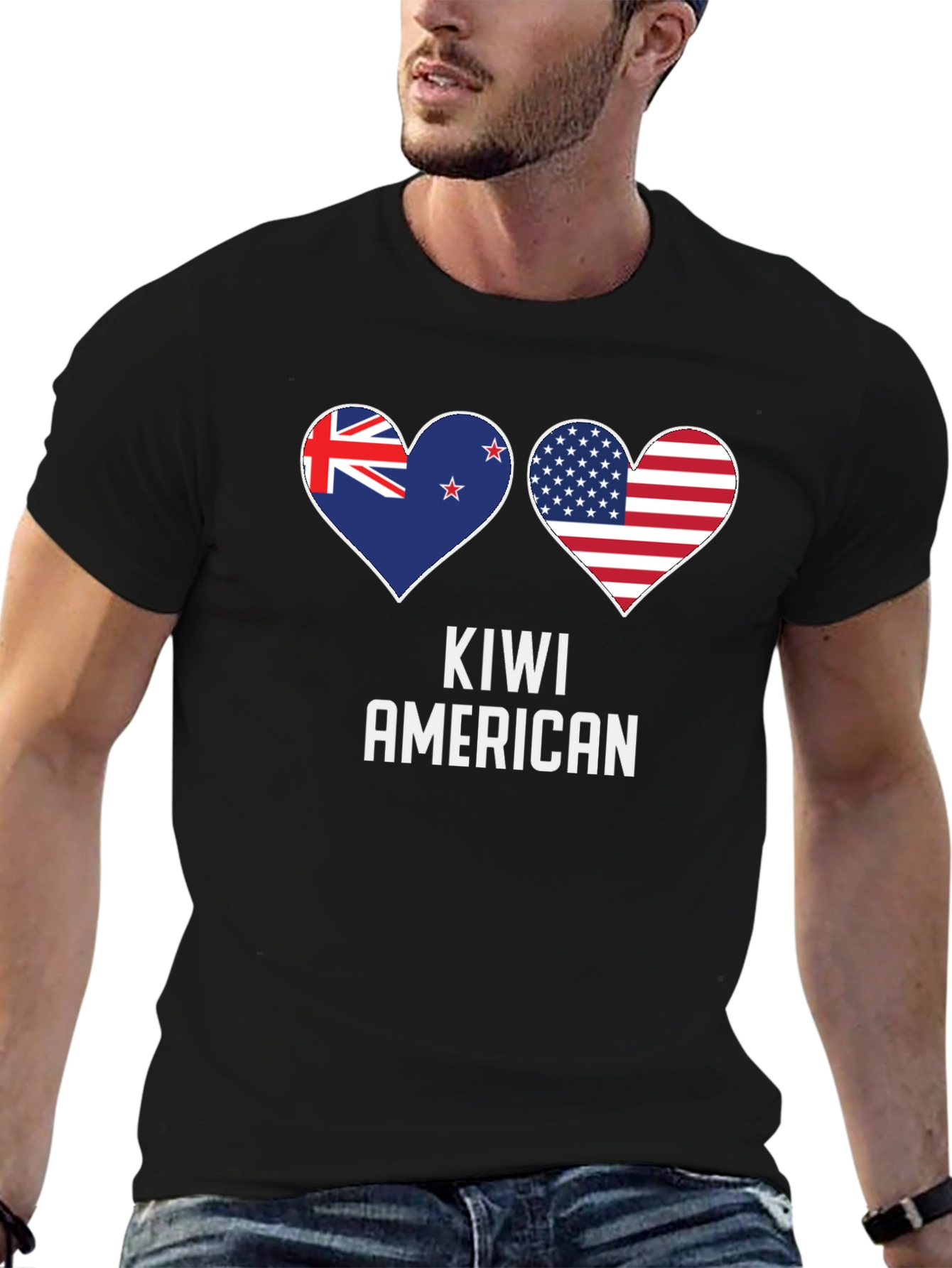 Kiwi American Flag Heart T-Shirt