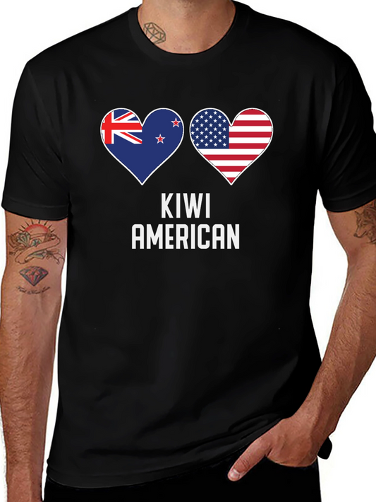 Kiwi American Flag Heart T-Shirt