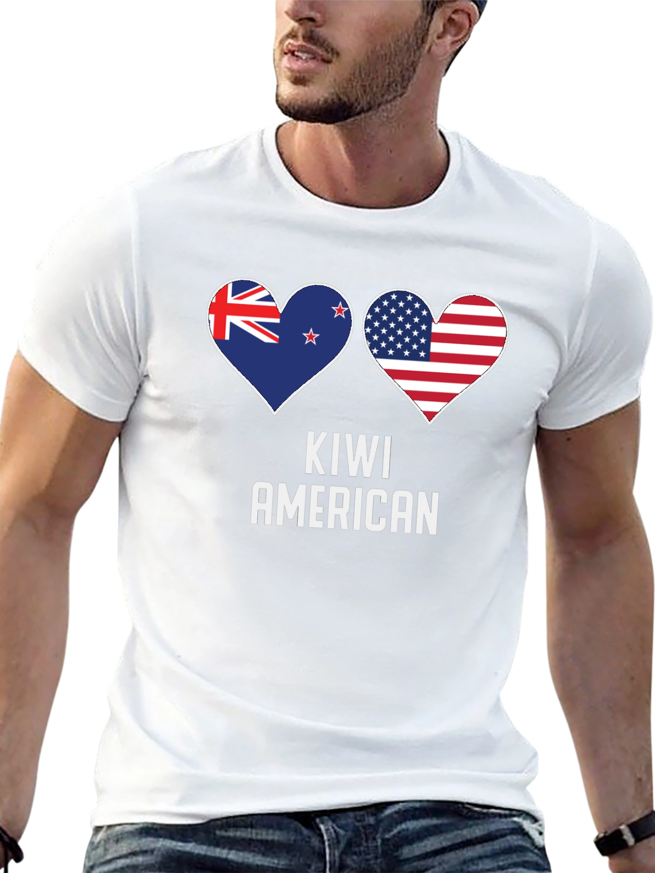 Kiwi American Flag Heart T-Shirt