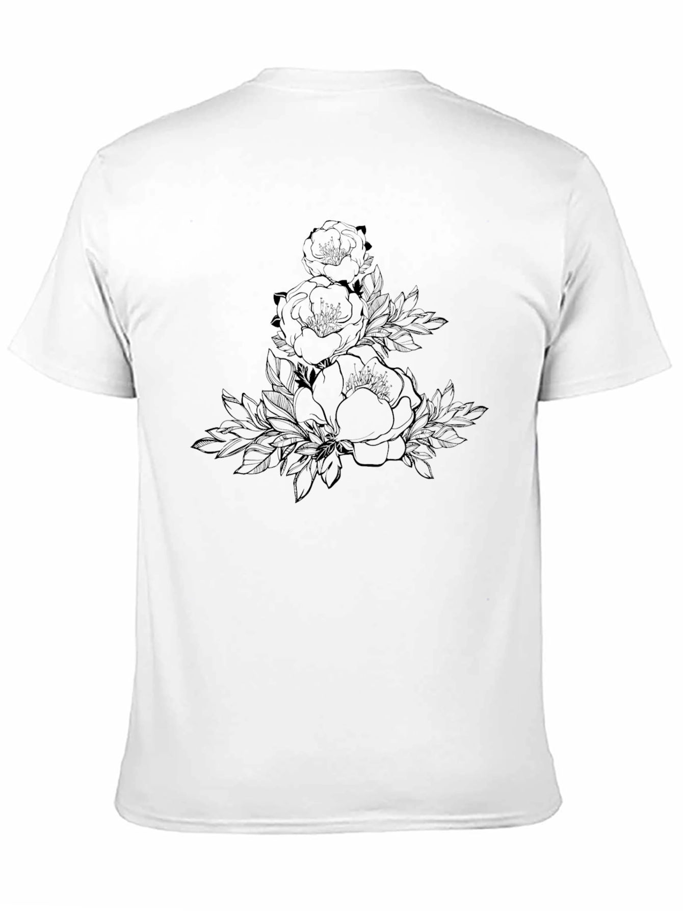 Elegant Floral Print Black T-Shirt