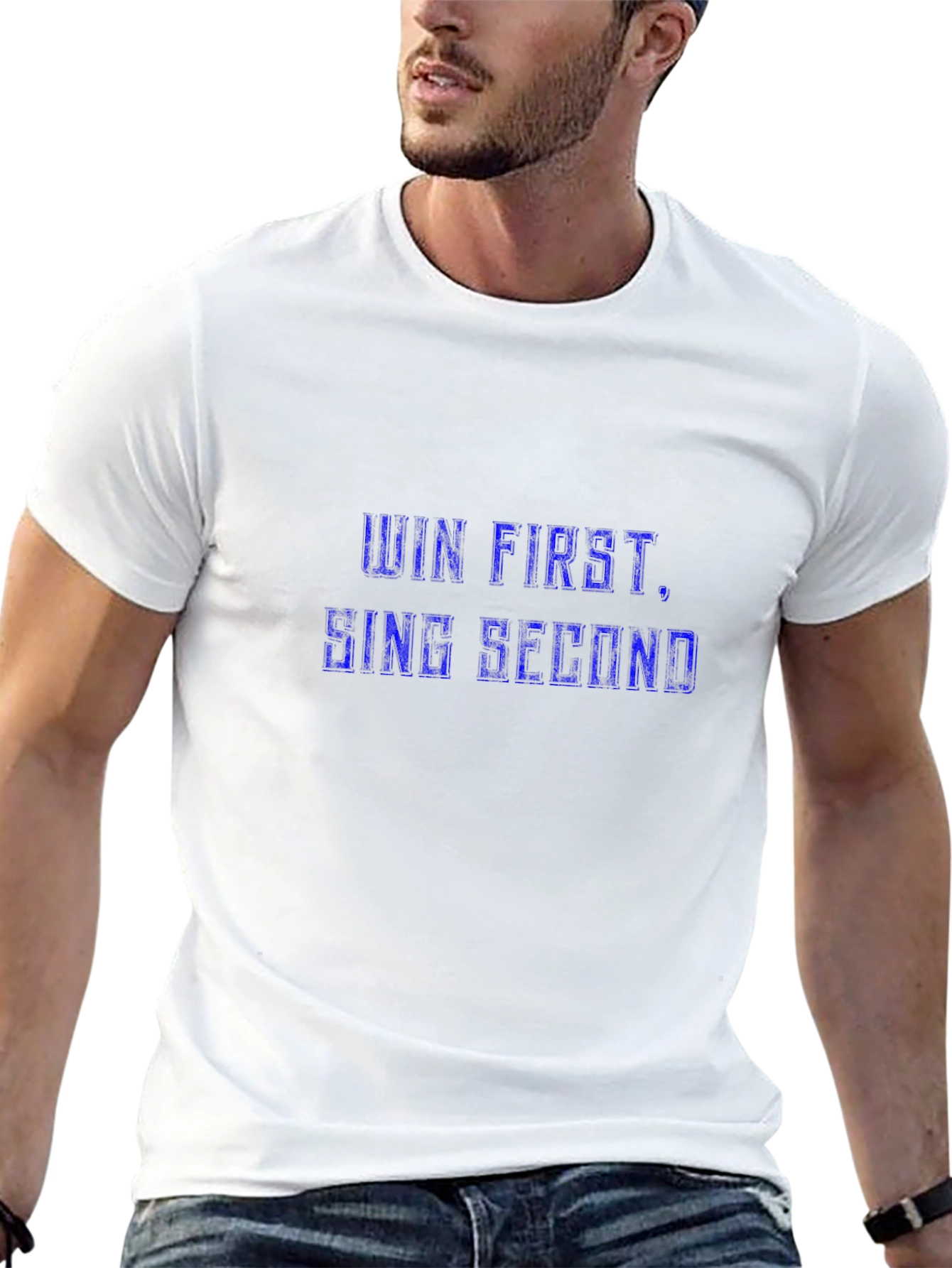 Win First Sing Second Mens Black T-Shirt