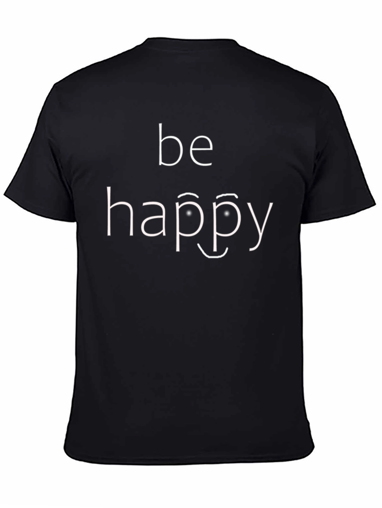 Be Happy Graphic Tee - Black Cotton T-Shirt
