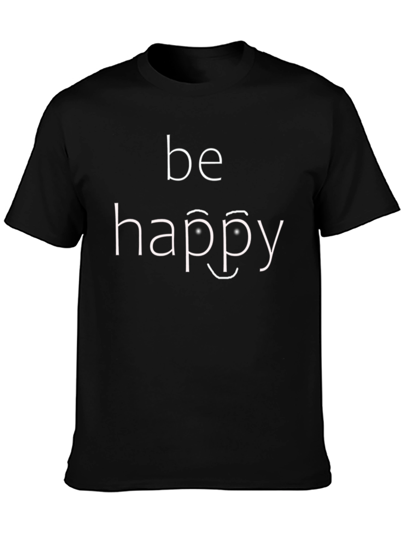 Be Happy Graphic Tee - Black Cotton T-Shirt