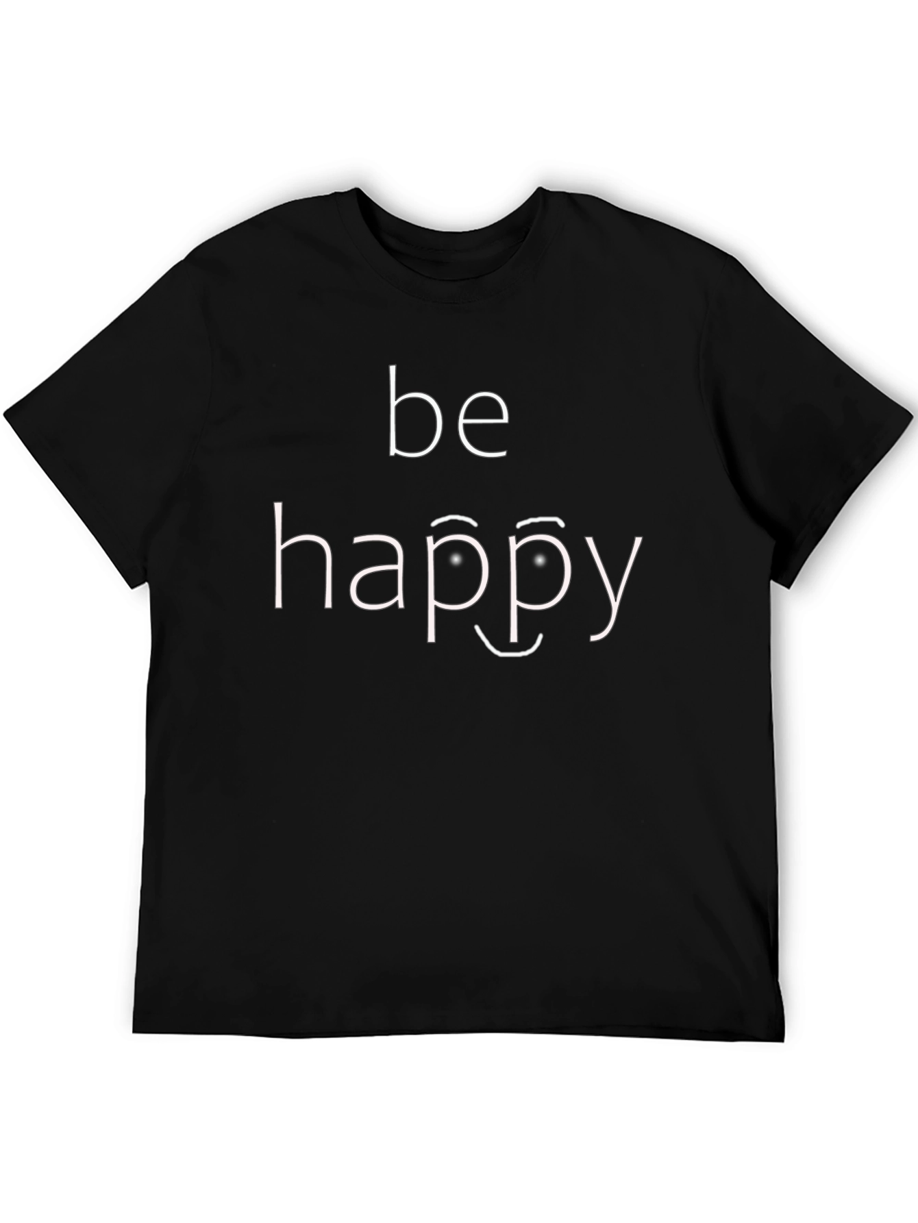 Be Happy Graphic Tee - Black Cotton T-Shirt